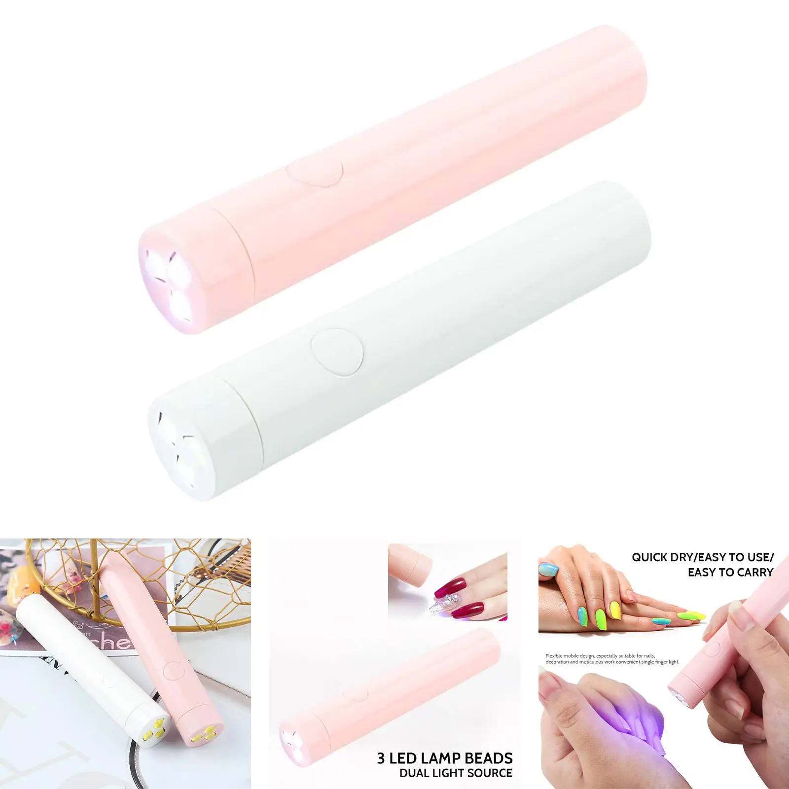 Mini LED Flashlight Lamp Nail Dryer Type C Port Small Size 18x107mm Easy to Use Fast Dry Professional Handheld Jewelry Tools 6W