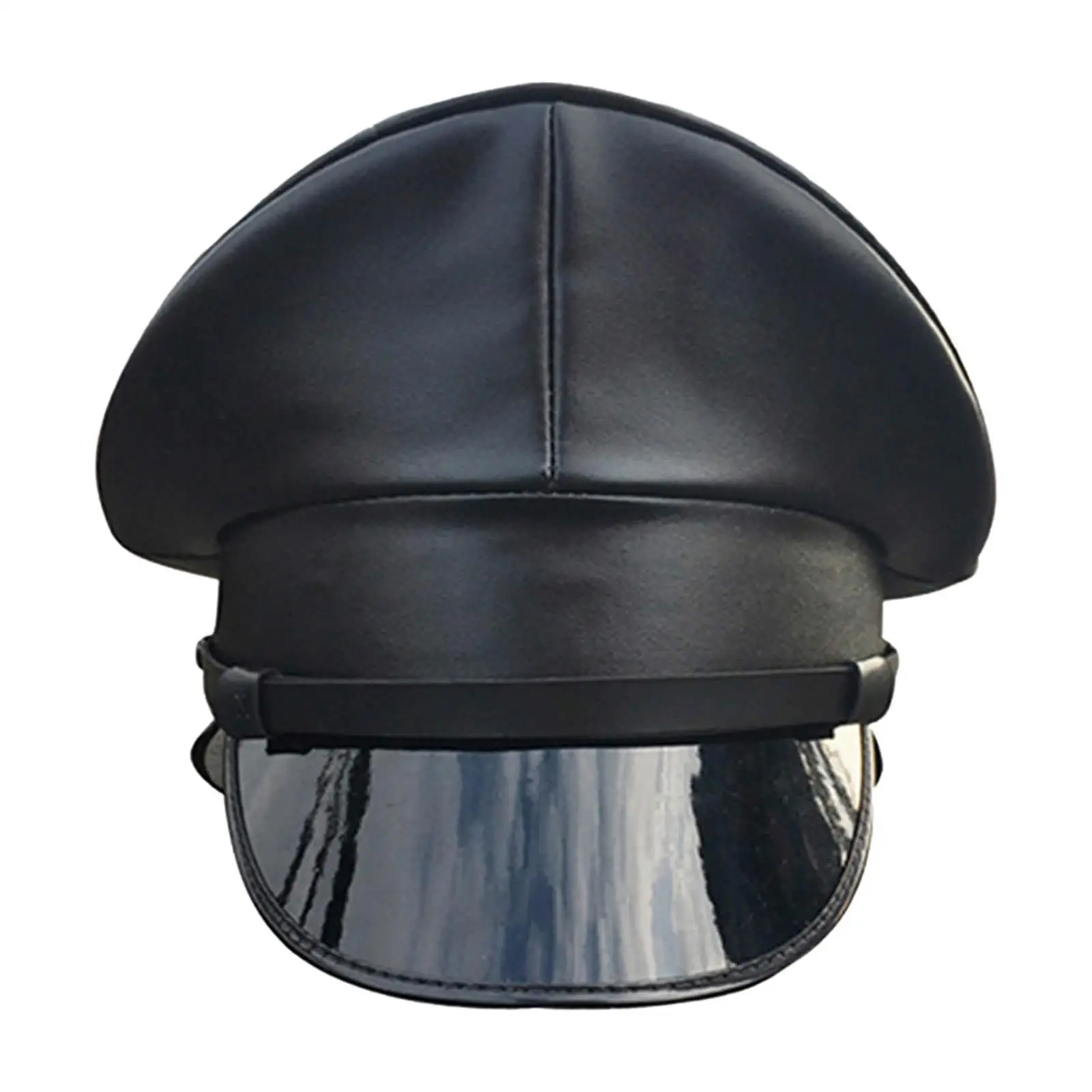 Captain Hat Officer Hat PU Leather Military Hat for Night Bar Halloween