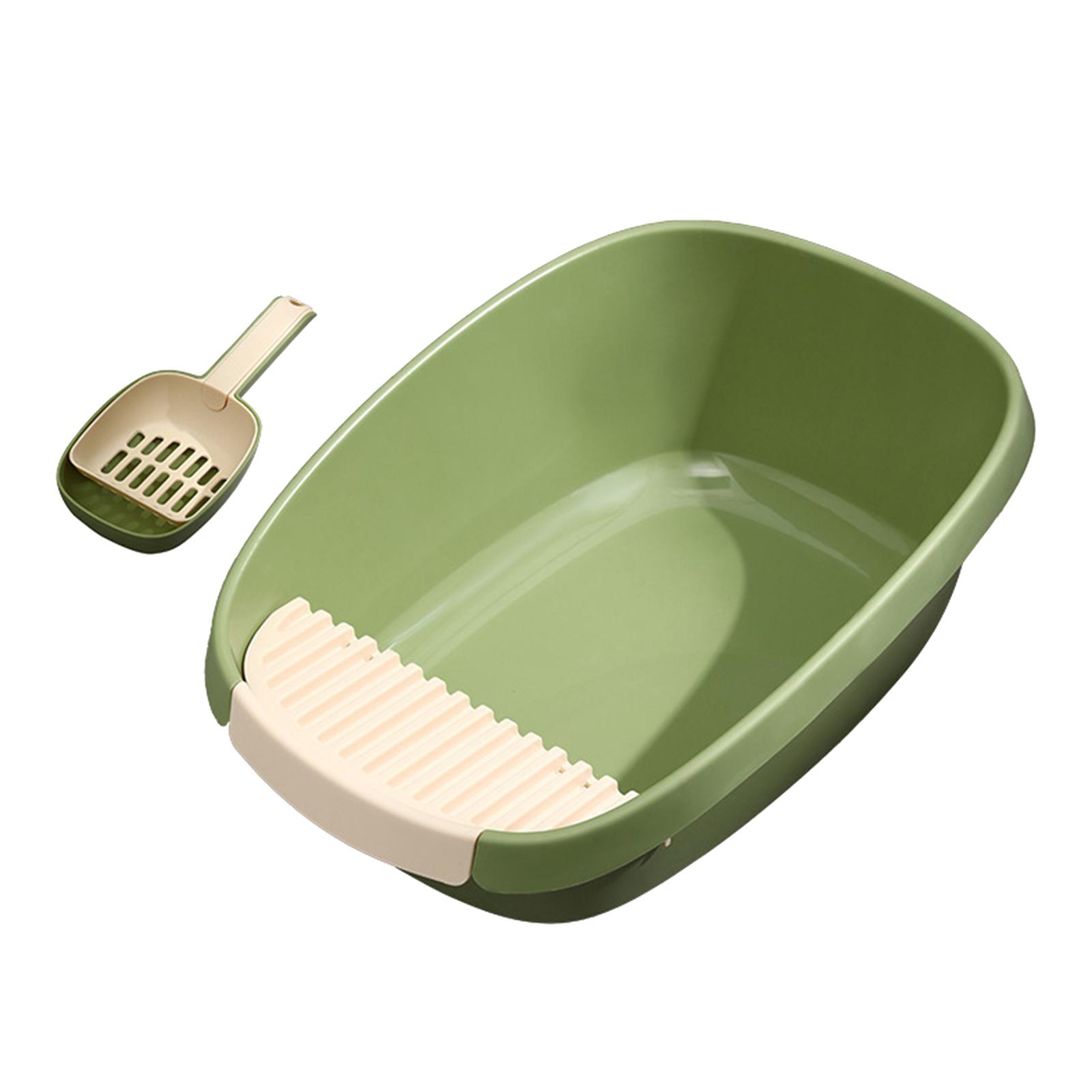 High Sided Open Cats Litter Box and Spoon Potty Toilet Anti Splashing Portable Nonstick Large Space Splashproof Pets Supplies