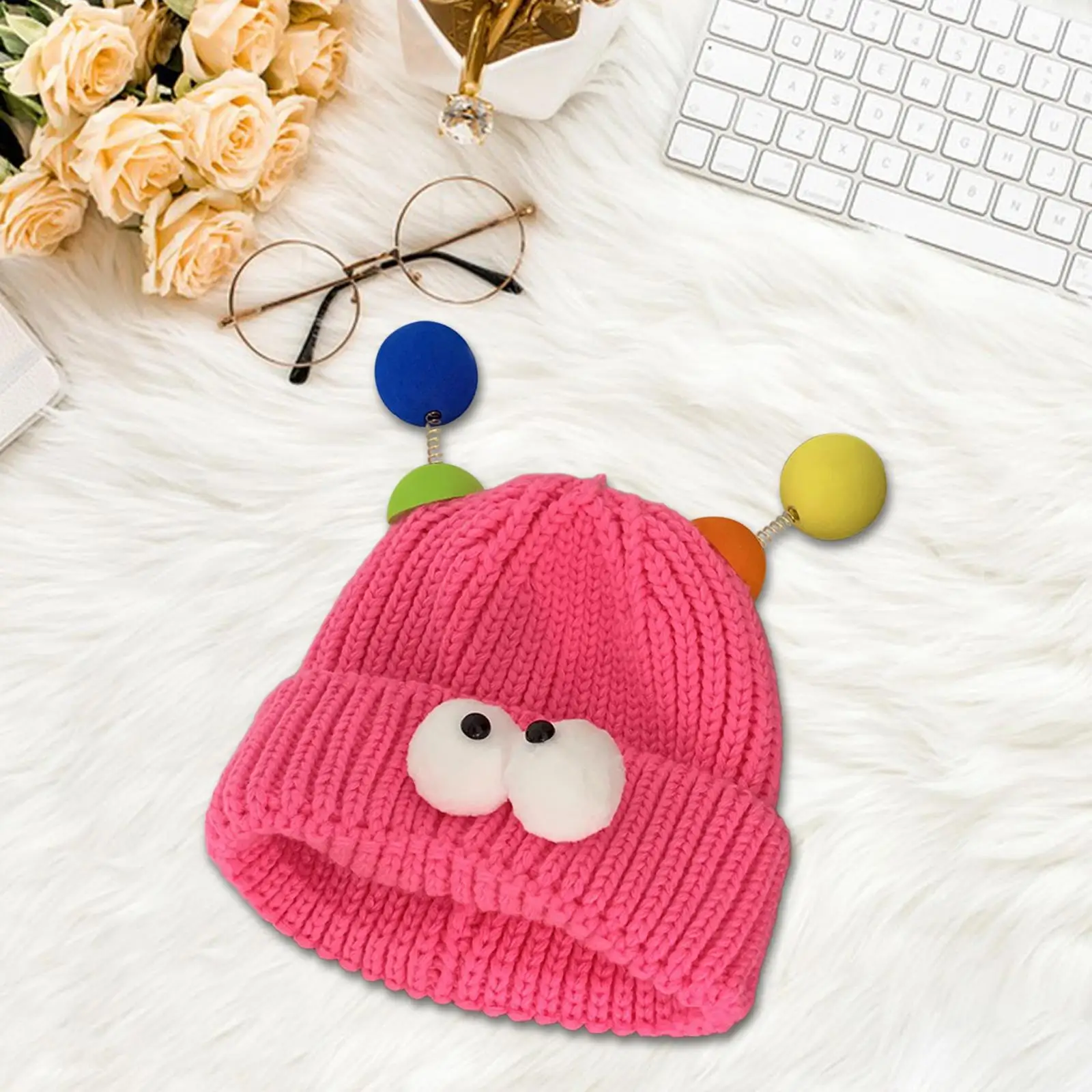 Little Monster Knit Hat Soft Cosplay Prop for Backpacking Climbing Walking