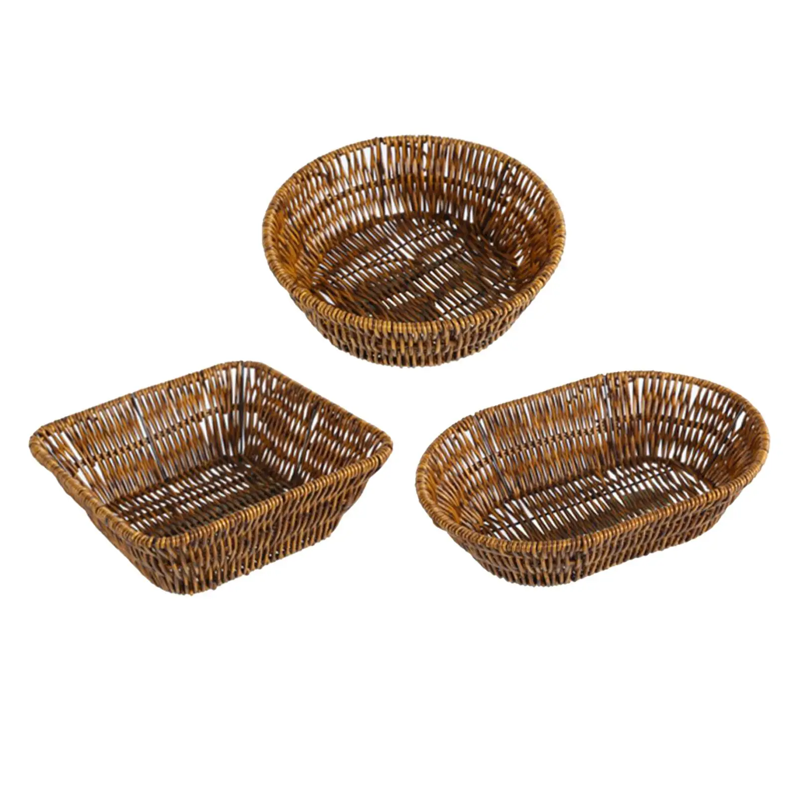 Fruit Basket Vegetables Basket Imitation Rattan Smooth Edges for Storing Bread, Snacks and Crafts Storage Basket Handmade