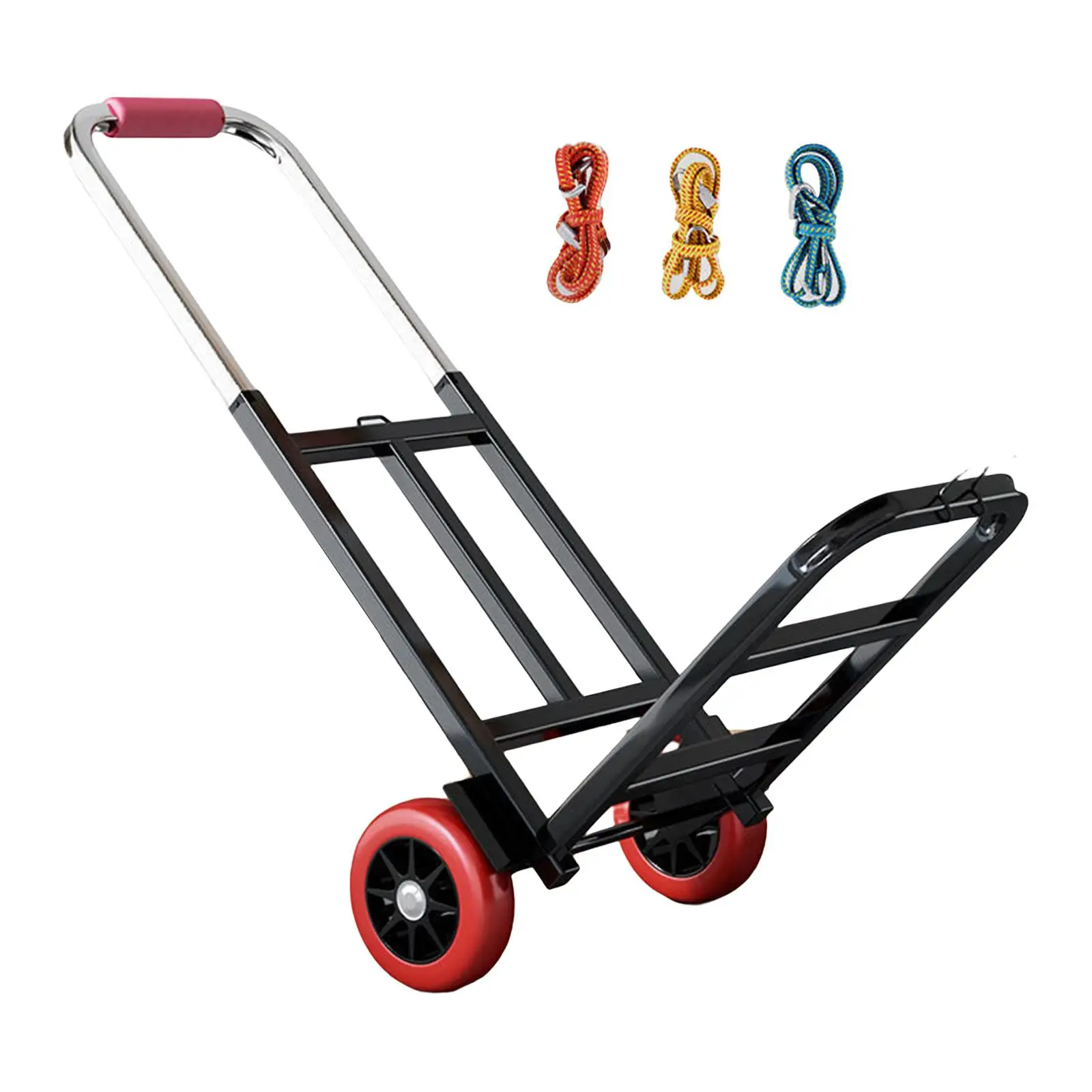 Folding Hand Truck Portable Compact Rubber Wheels Luggage Trolley Cart Max 154lb for Outdoor Shopping Moving Traveling Grocery