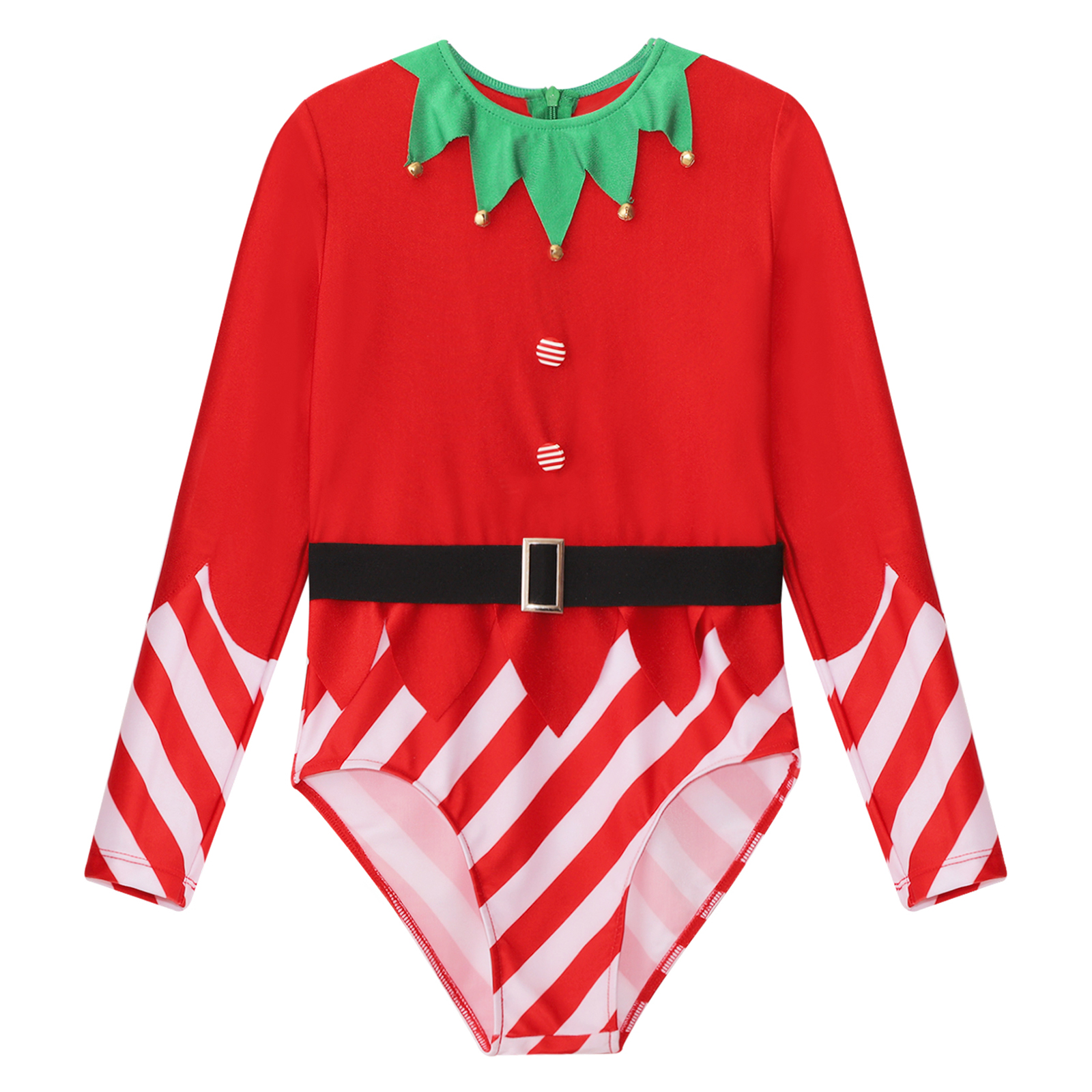 Kinder Mädchen Weihnachten Elf Santa Kostüm Langarm Streifen Gymnastik Trikot Ballett Tanz Overall Weihnachten Neujahr Party Tanz kleidung – Detail 10