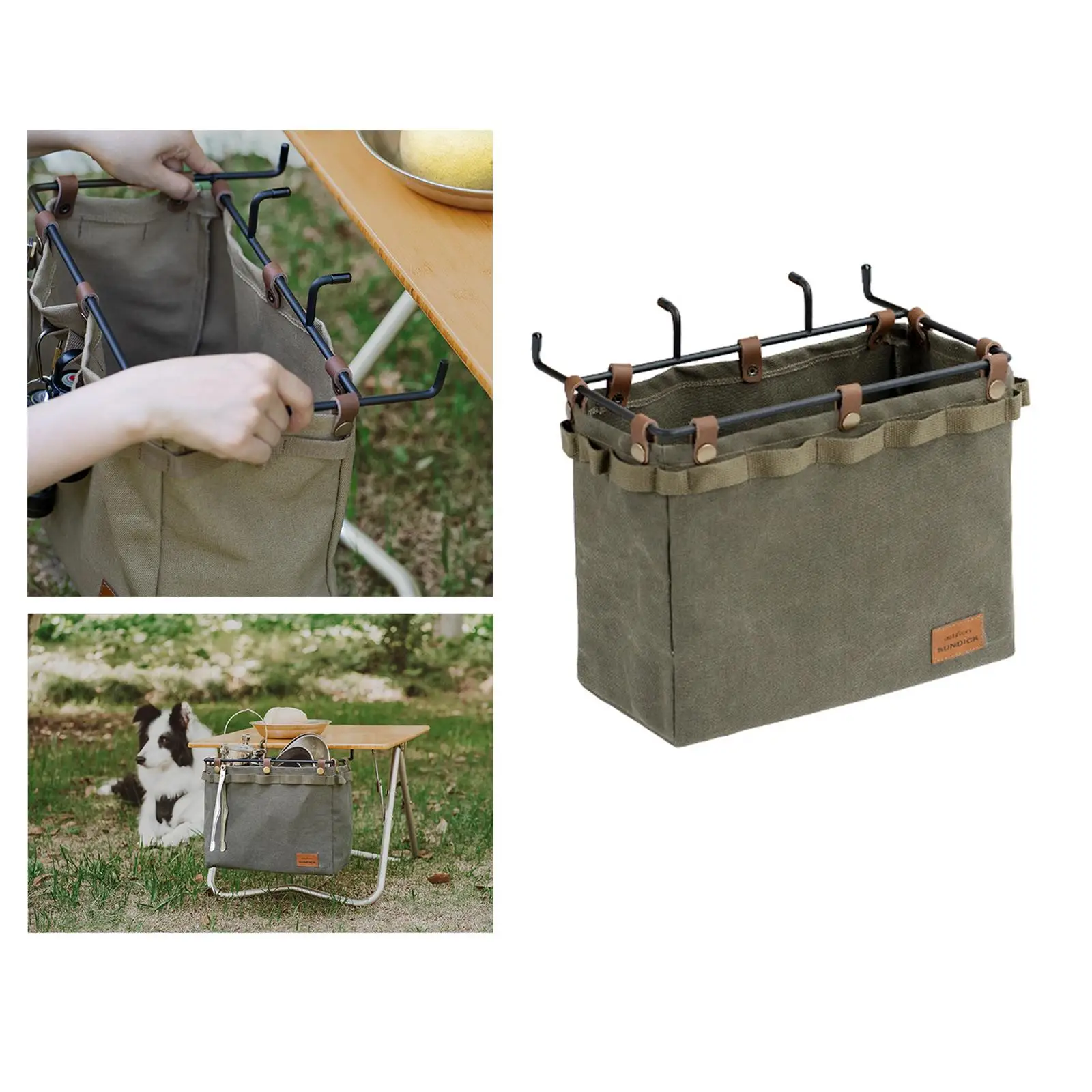 Camping Storage Bag Hanging Side Bag Holder for Outdoor BBQ Grill Tool Table