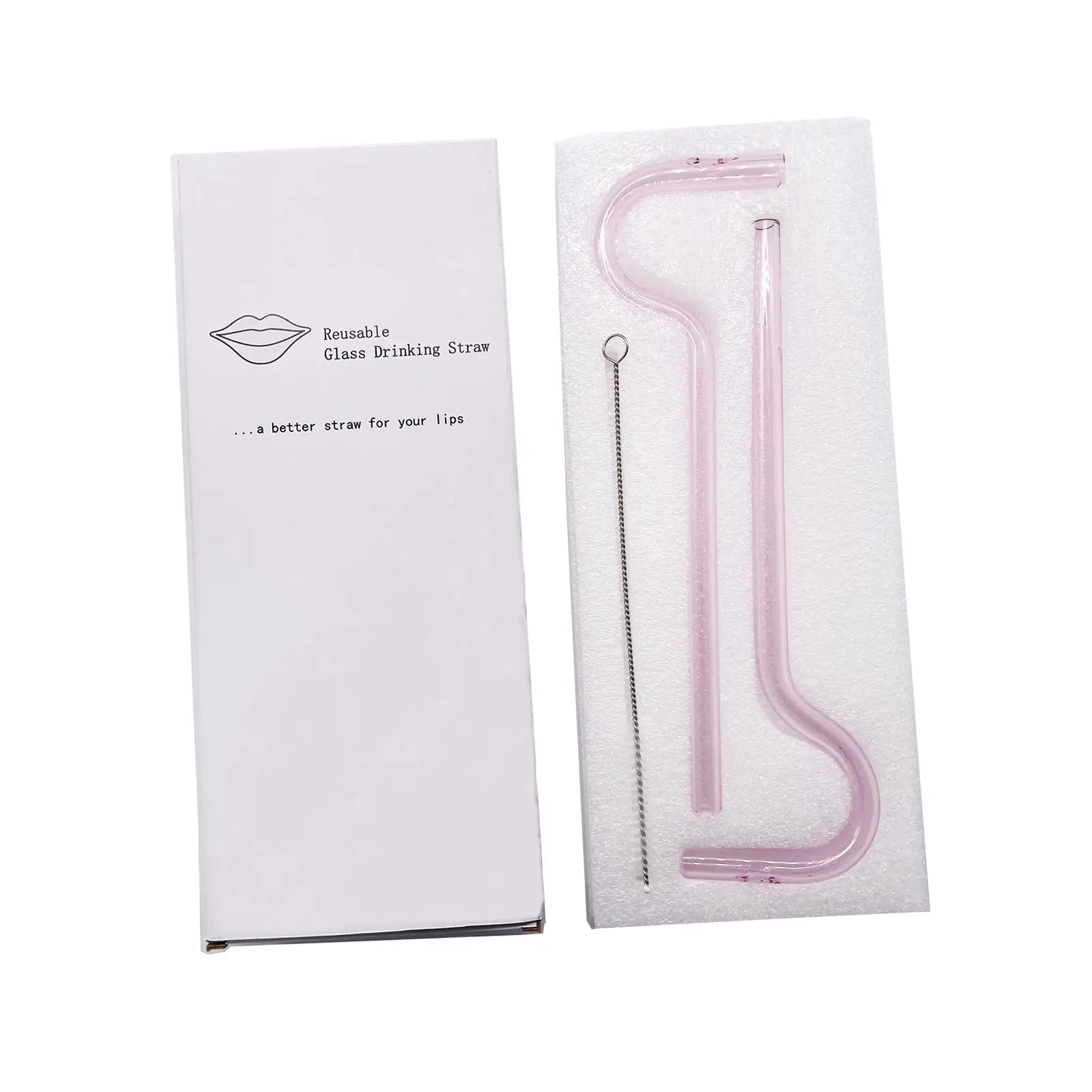 2 Pieces Glass Drinking Straws Pipe Glass Straws for Water Juice Iced Tea Hot and Cold Drinks