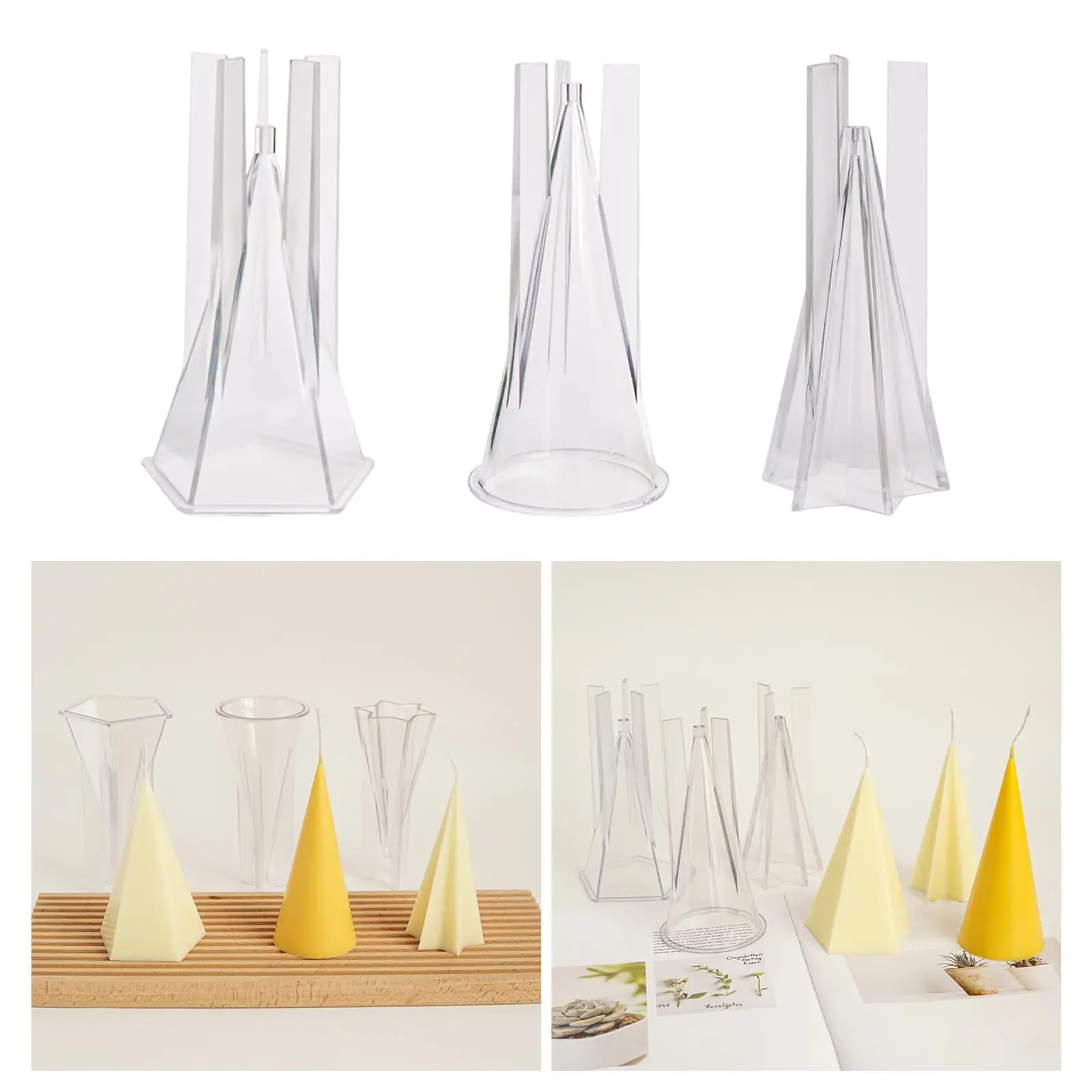 Cone Candle Mold Tool Clear Wax Candle Making Resin Casting Figurines Home Decoration Polymer Clay 6-sided Cone Candles Making