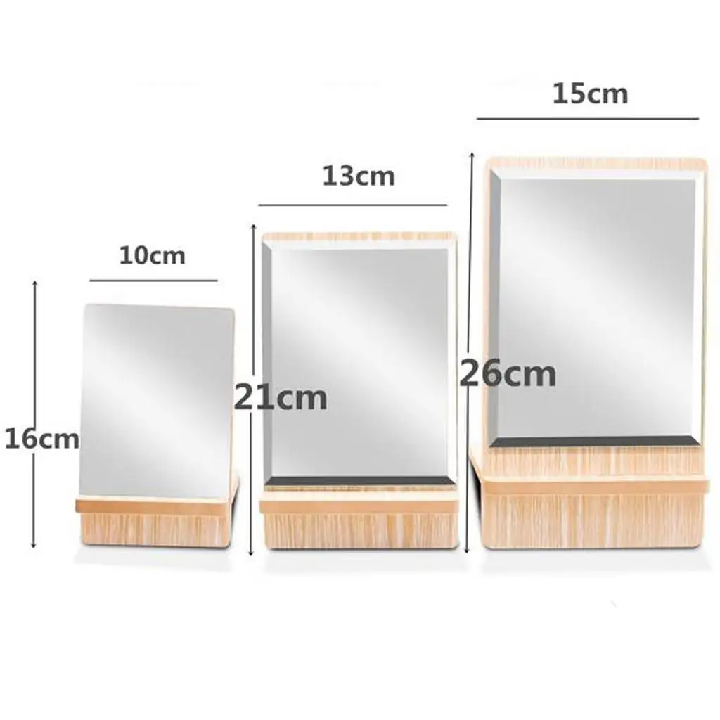 Bathroom Shaving Vanity Mirror Standing Wooden Folding Makeup Mirror