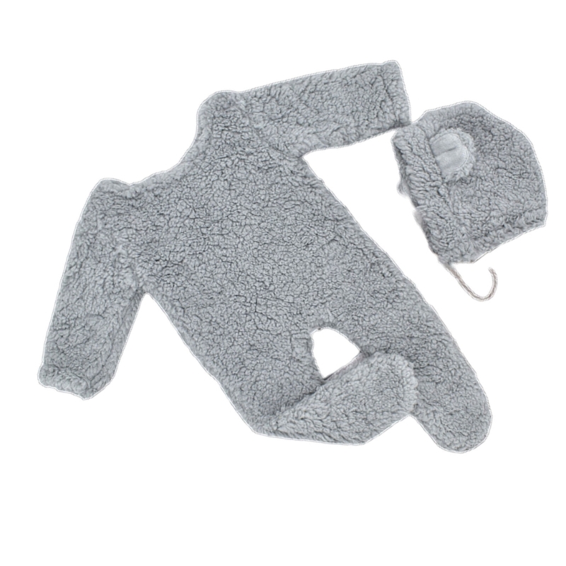 Baby Foto Schießen Requisiten Berber Fleece Bär Ohr Hut & Overall Set Neugeborenen Foto Requisiten Infant Fotografie Outfit 2PCS – Detail 10
