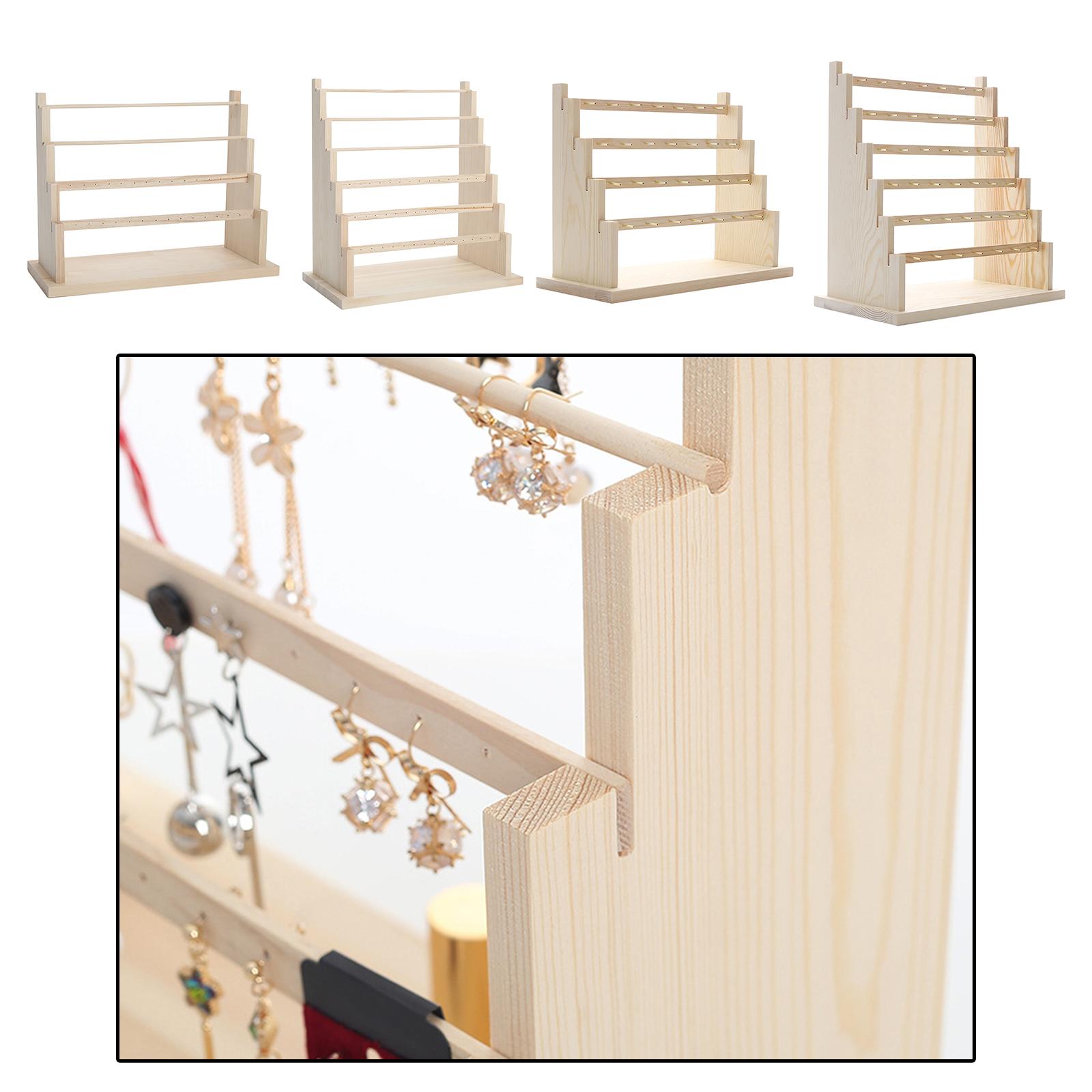 Solid Wood Jewelry Display Holder Charms Earrings Watch Stand Rack Organizer