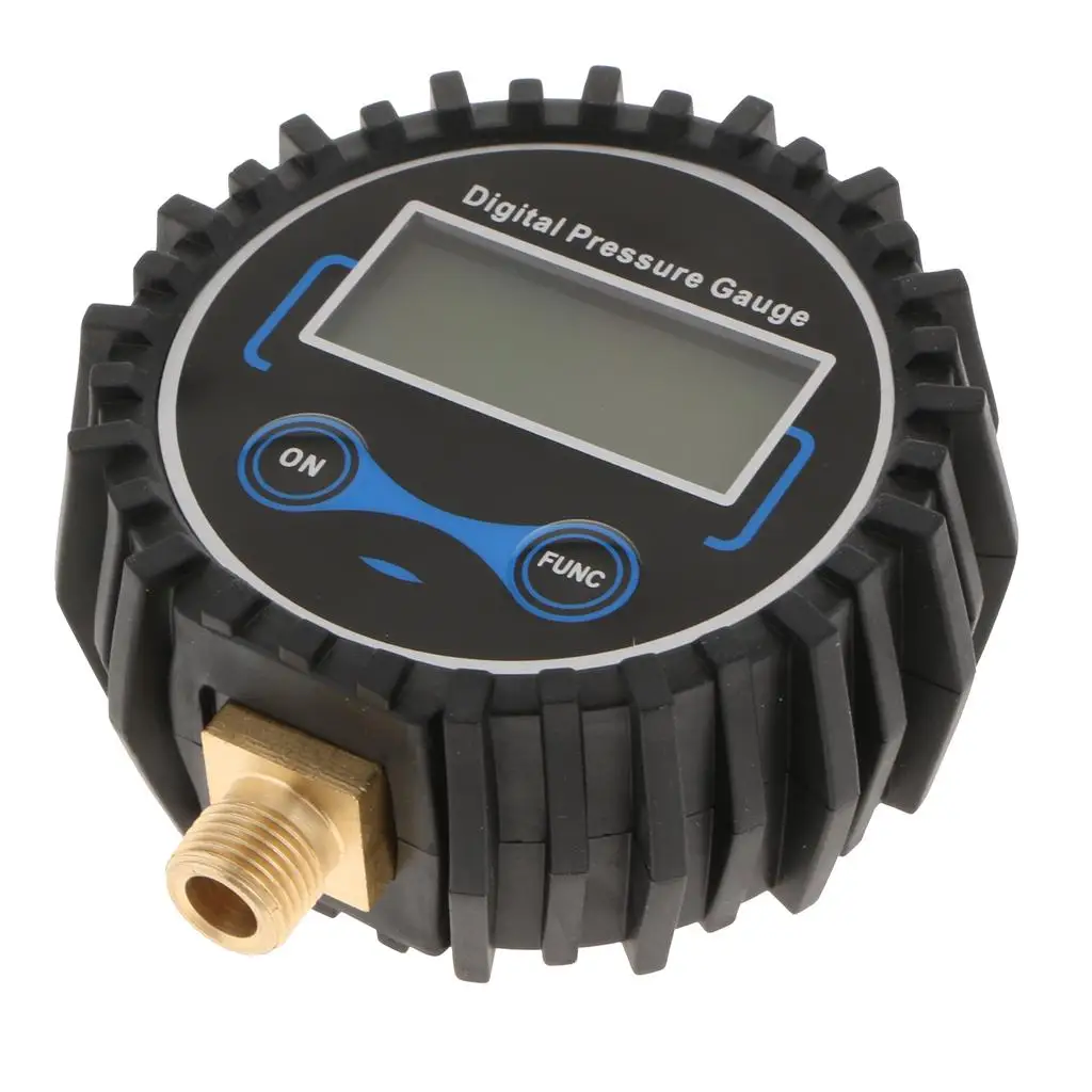 200PSI Digital Tire Inflator Pressure Gauge With Rubber Hose And Quick Connector Plug Black
