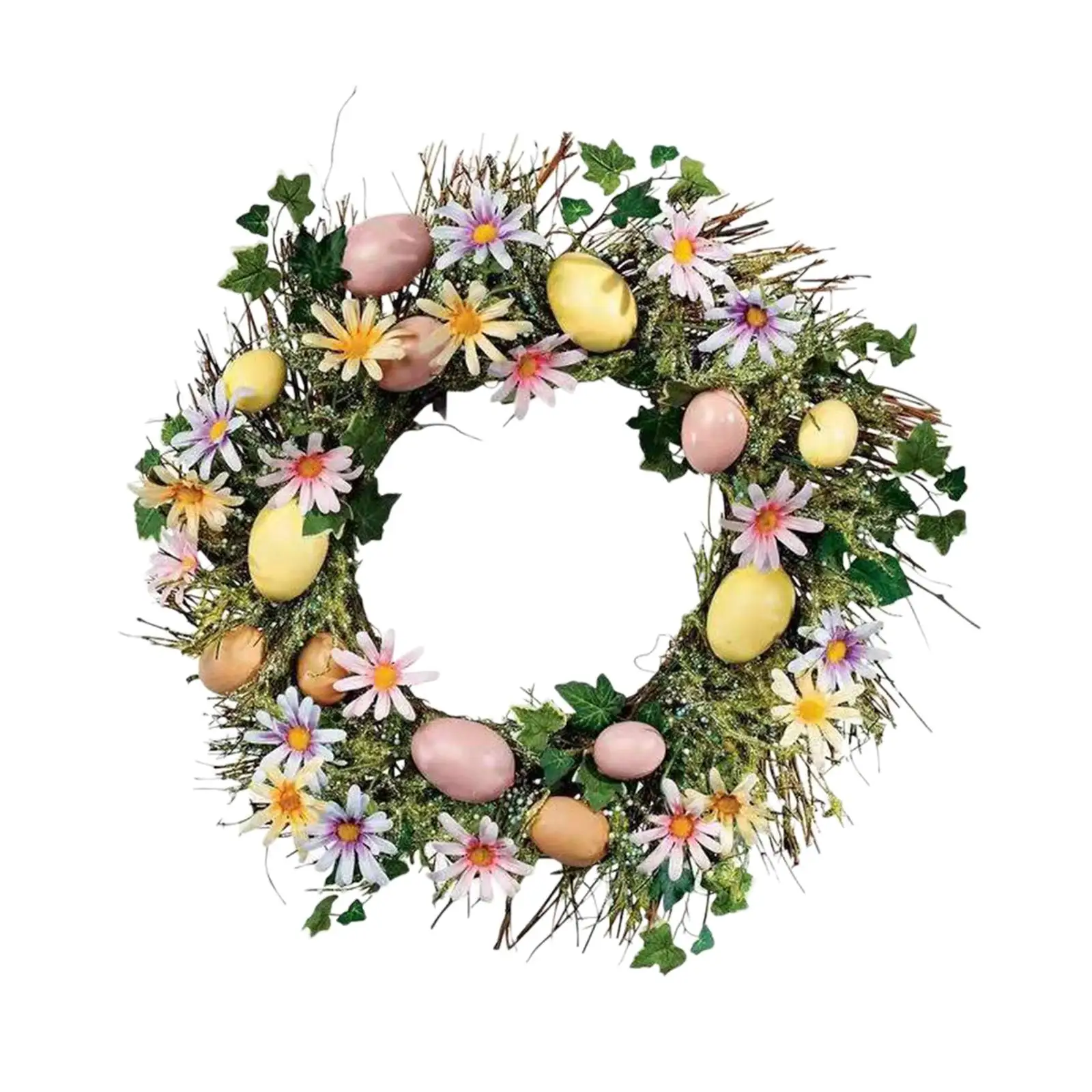 Easter Egg Wreath Front Door Artificial Green Leaves Garland for Decoration