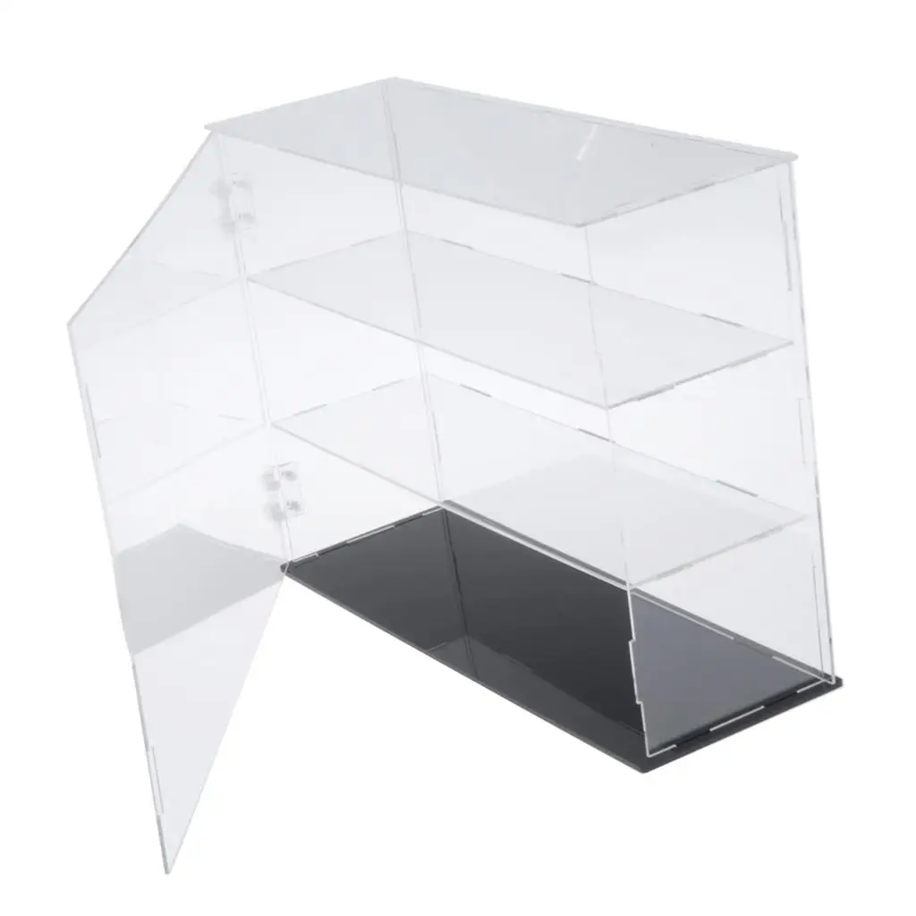 3 Layer Clear Acrylic Display Case Countertop  Organizer Stand Dustproof  Showcase for Action Figures Collectibles (24x12x36cm)