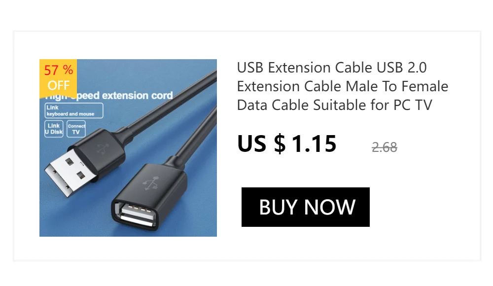 Un cable de extensión USB. Es un cable USB 2.0 macho a hembra, diseñado para extender la longitud de una conexión USB.