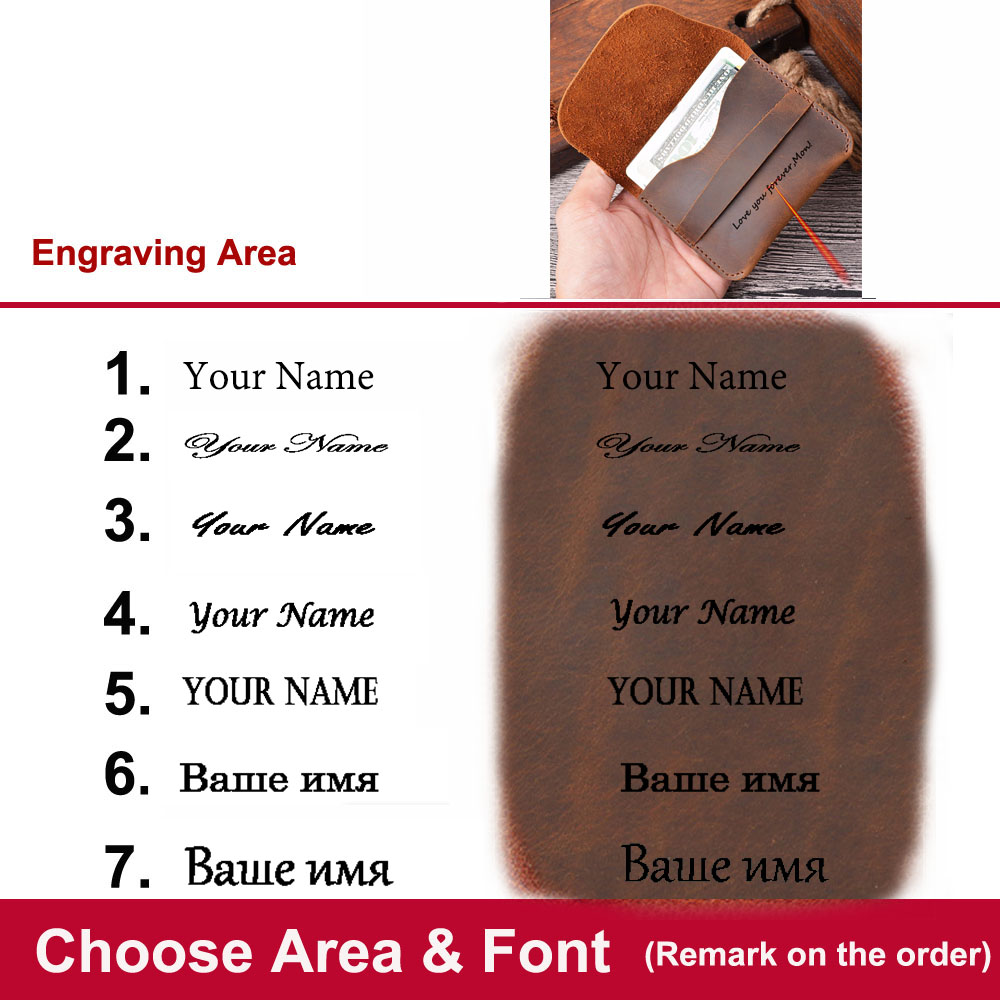 Personalised Engraved Leather Card Holder Leather Wallet Christmas Gift for Her Dropshipping – Detail 1