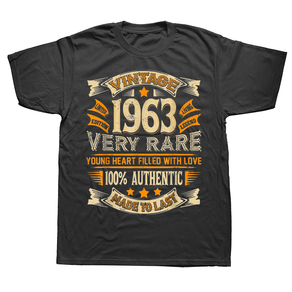 Euro Unisex Made in 1963 63 Years of Being Awesome 63th Birthday Vintage Kleidung T-Shirt Casual Streetwear T-Shirt Tops Sommer – Detail 2