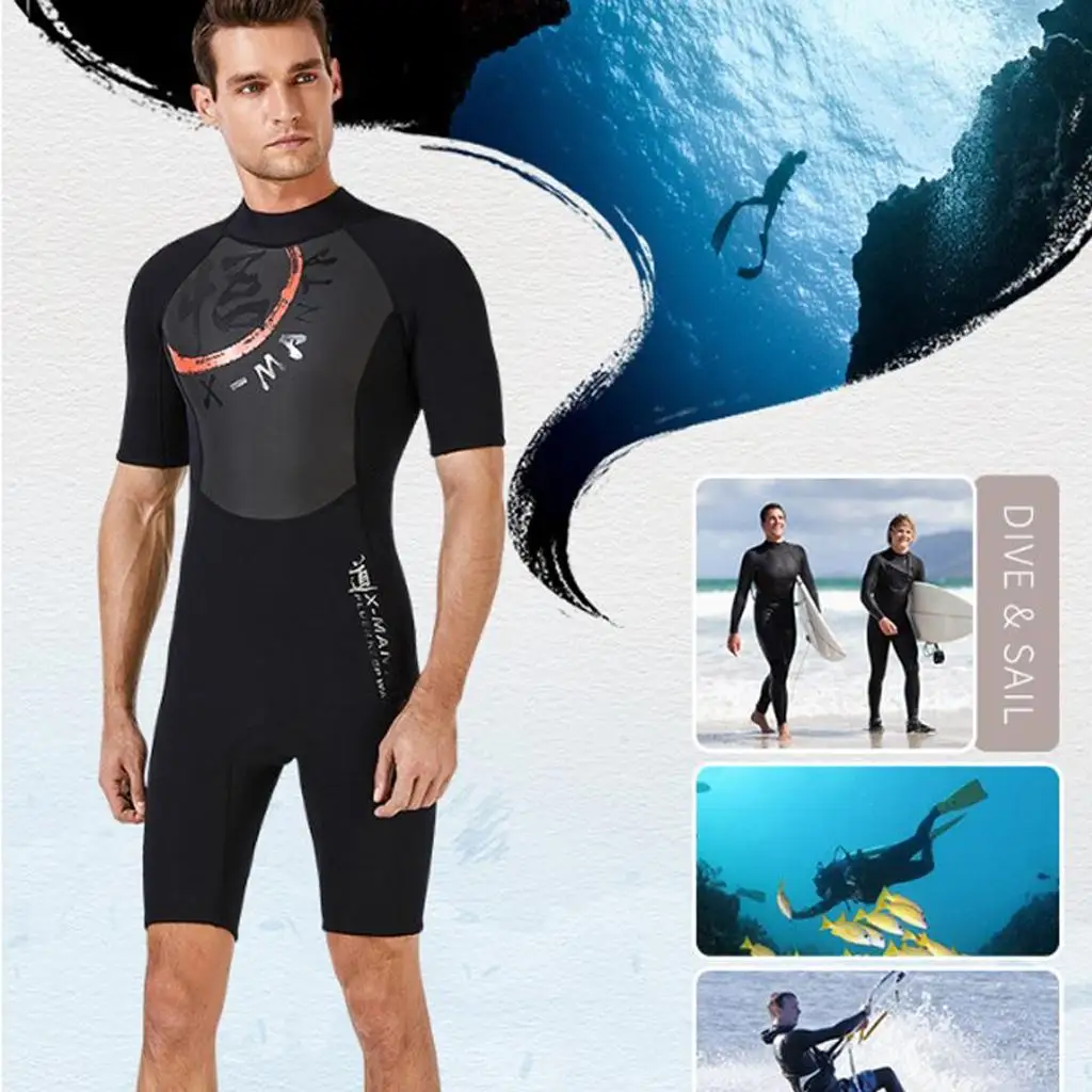 Men 3mm Diving Wetsuit  Short Sleeve Wet Suit Jumpsuit Shorts