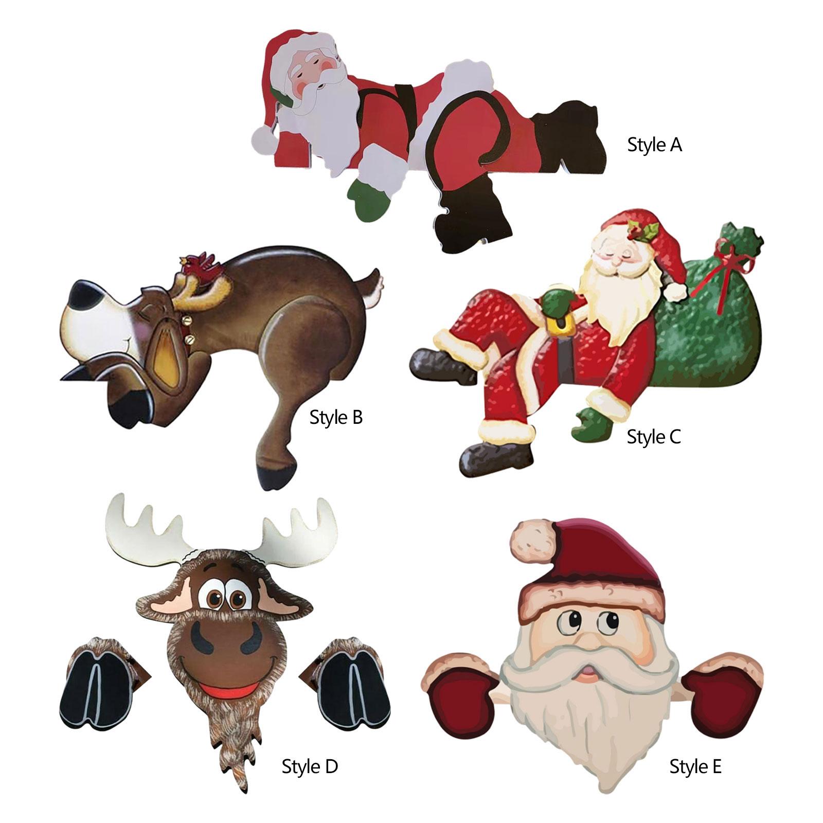 Christmas Fence Peeker Decorations Outdoor Garden Fence Sign Ornament Xmas DIY