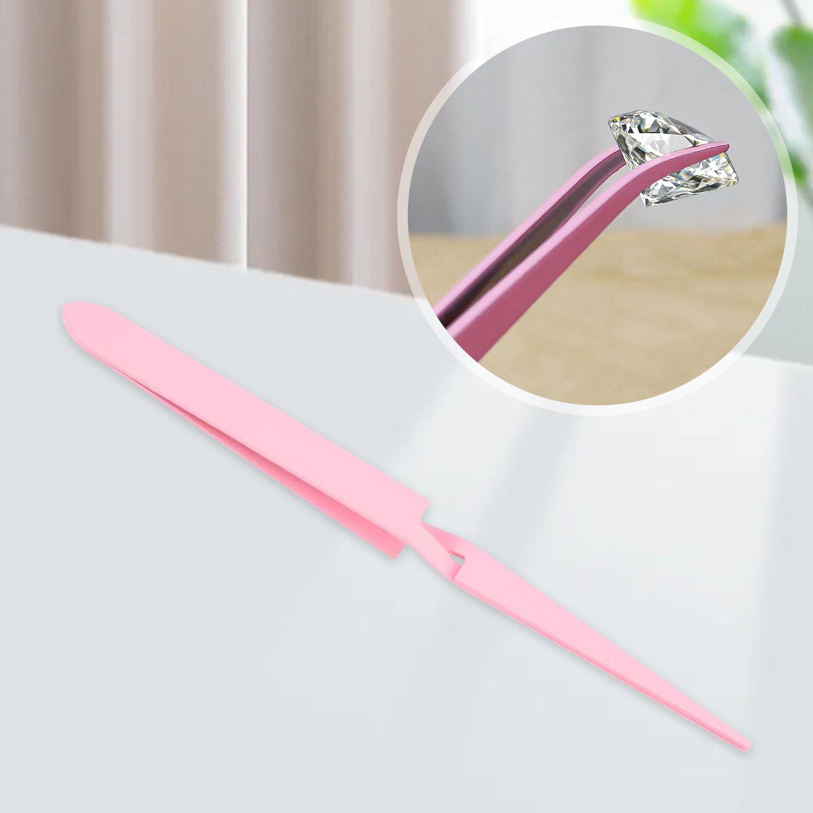 Nail Art Tweezers Manicure Rhinestones Picking Tools Nail Pincher Tweezers Tool Pink Multifunction Shaping Clip for Salon