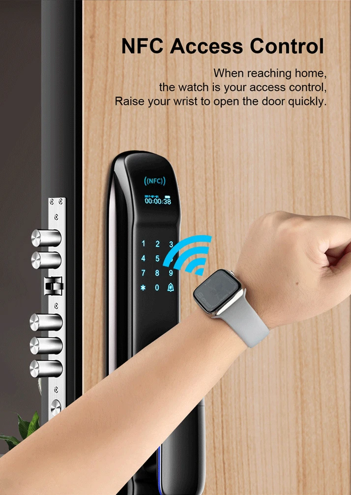 2023 nfc smart watch door access control unlocking smartwatch men women fitness bracelet bluetooth calls heart rate detection