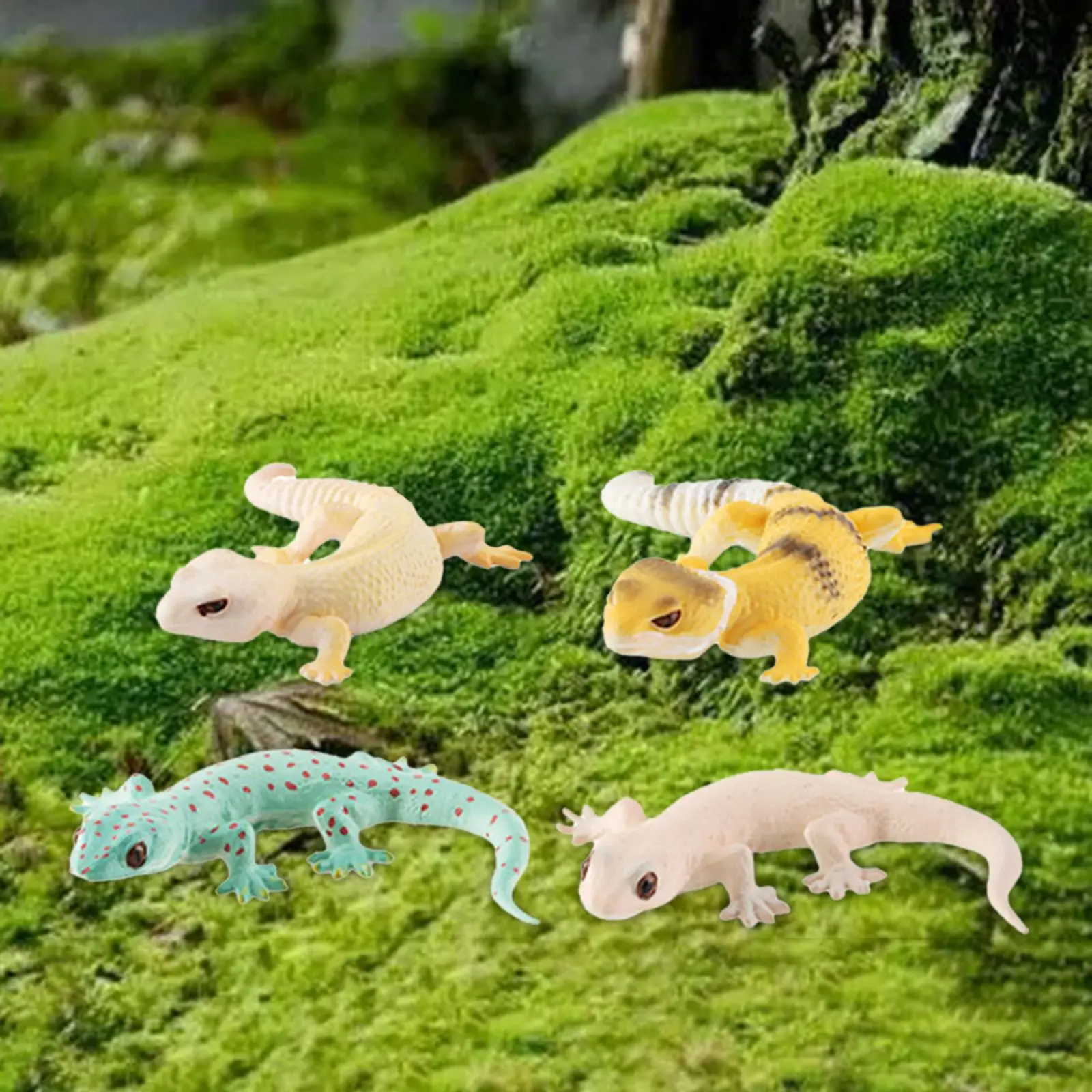 4Pcs Lizards Models Collectible Educational Toy Animal Figures for DIY Projects Fairy Garden