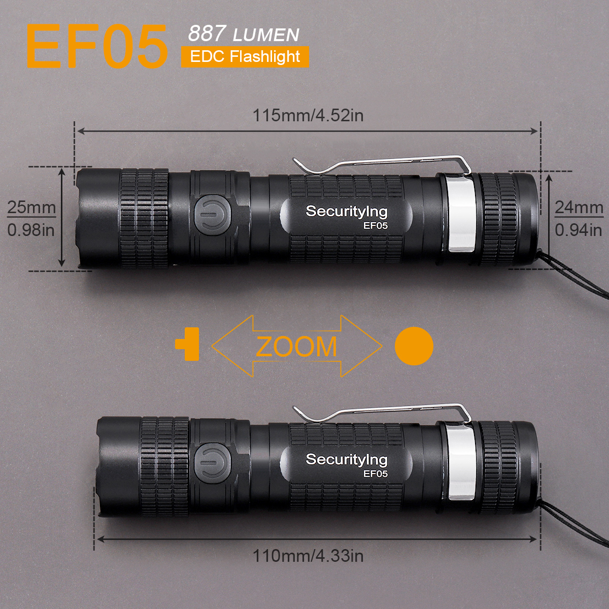 887 lumens 6500k led 18650 usb recarregável