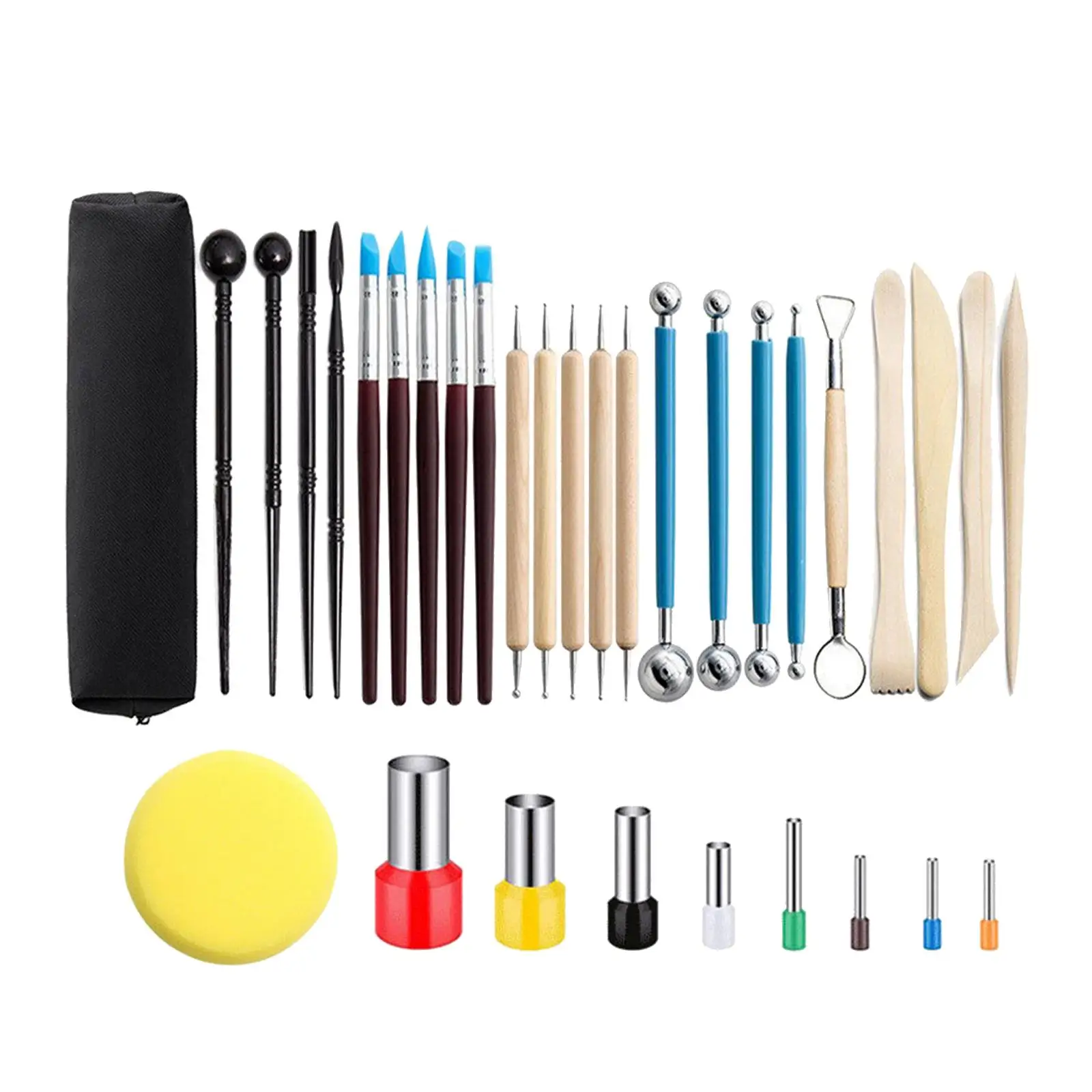 33Pcs Clay Sculpting Tools DIY Shaping Embossing Scraping Cutting Engraving Drawing Clay Tools Pottery Tools Set for Beginners