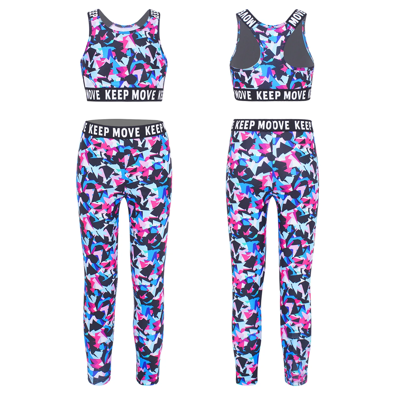 winying Child Girls Athletic Crop Tops Leggings Set 2 Pieces Summer Workout Tracksuit Gym Yoga Dance Sports 