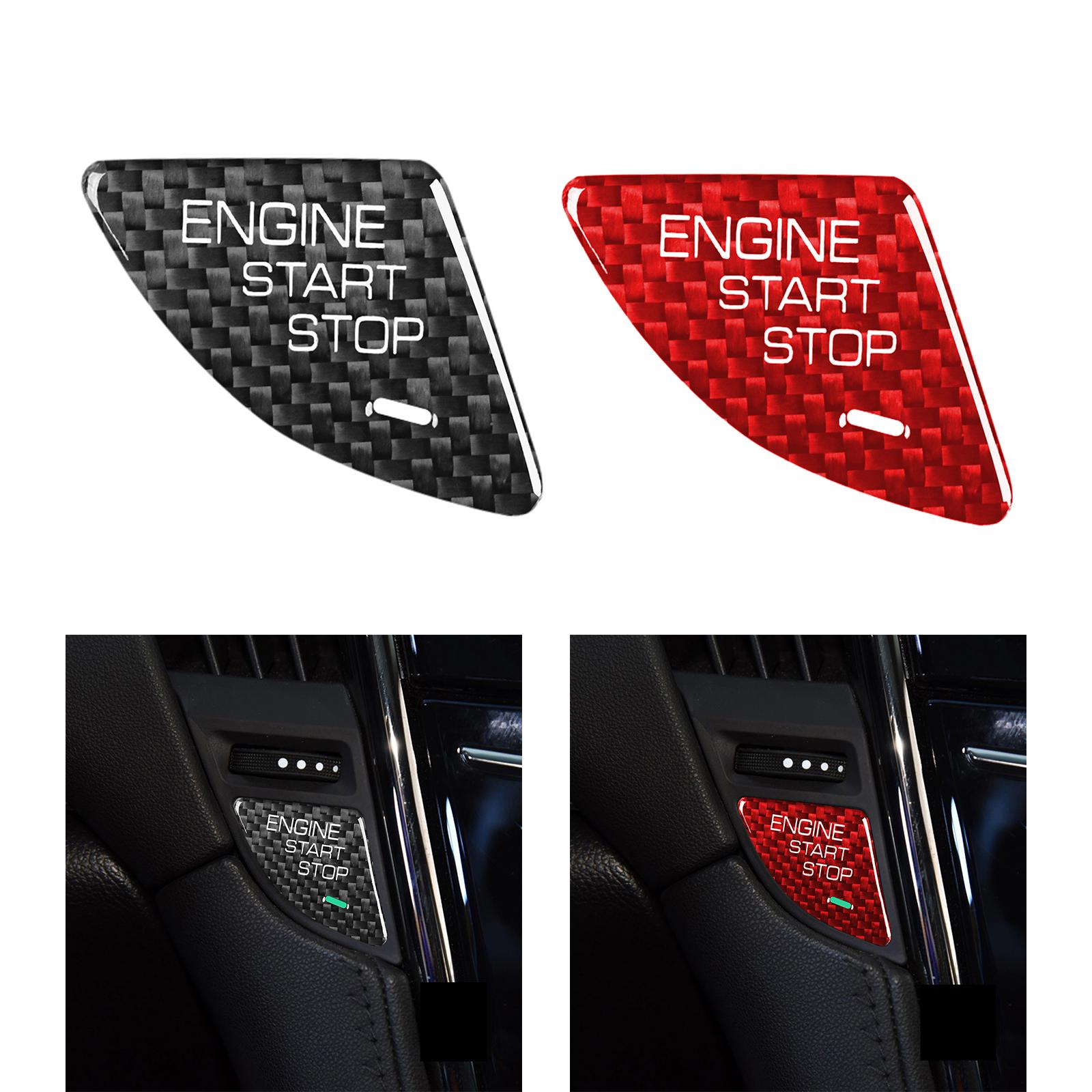 Carbon Fiber Style Engine Ignition Button Cover Sticker Adhesive Fashion Trim Car