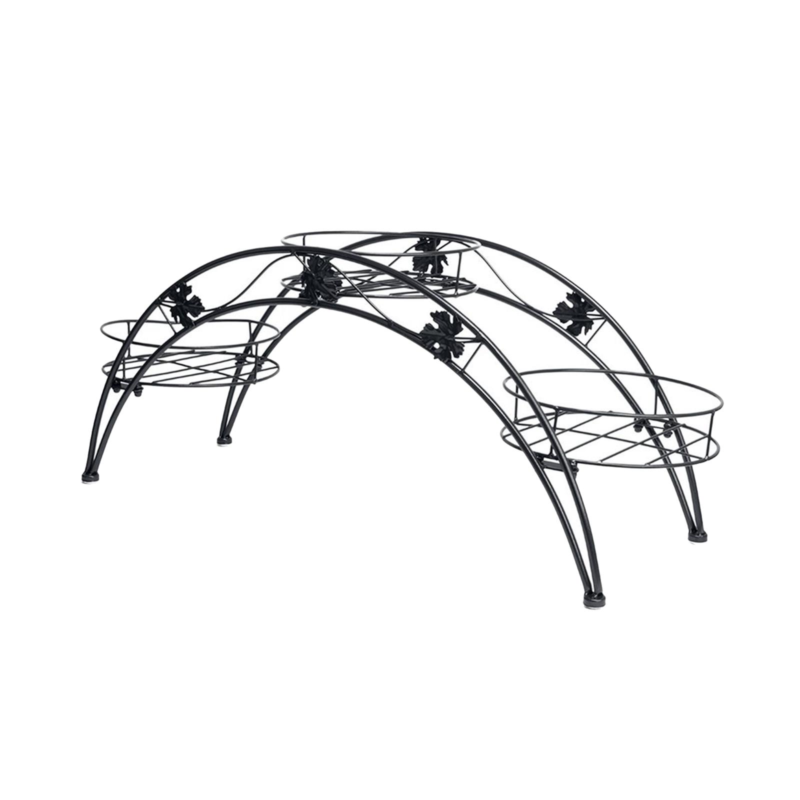 Flower Pot Stand Arch Shaped Round Support Support Rack Stand Iron Art Rustproof Garden Container Potted Holder with 3 Pot Trays