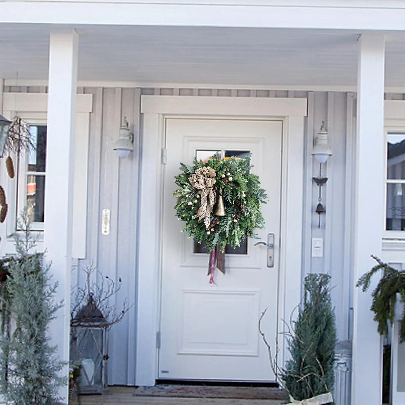 Artificial Wreath Christmas Hanging Farmhouse Garland Ornament Autumn Winter Wreath for Door Xmas Party Holiday Decor