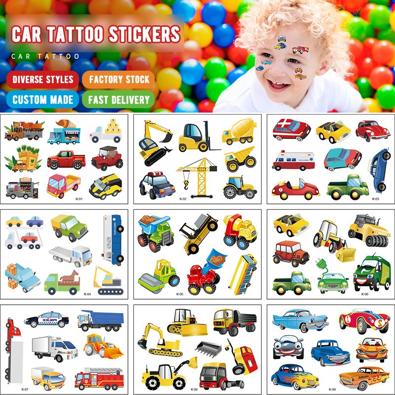 Best of 12 Pack Car Tattoo Stickers Children's Cartoon Cognitive Toys Disposable Temporary Tattoo Paper Transportation Stickers Reviews & Tips