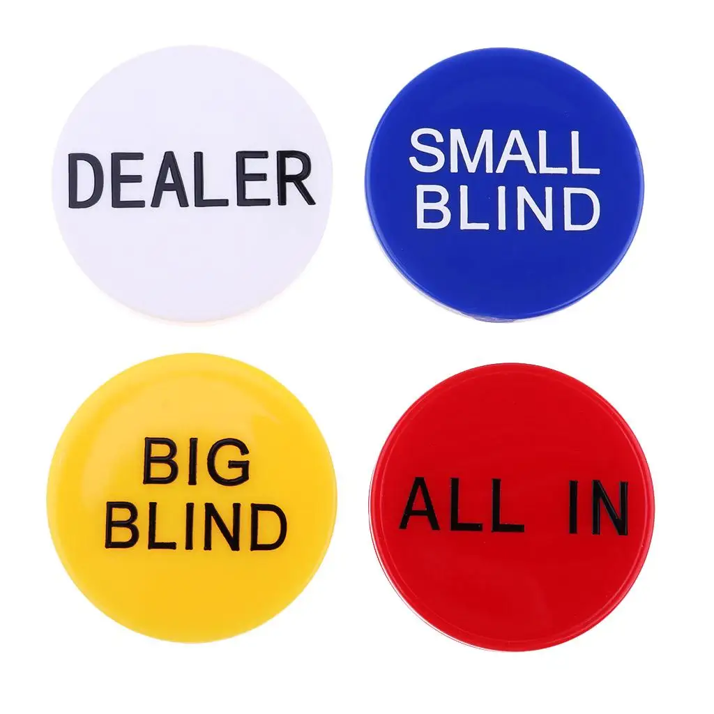 Dealer Button, Little & Big Blind All-in Poker Chips 2 Side w/ Clear Letters