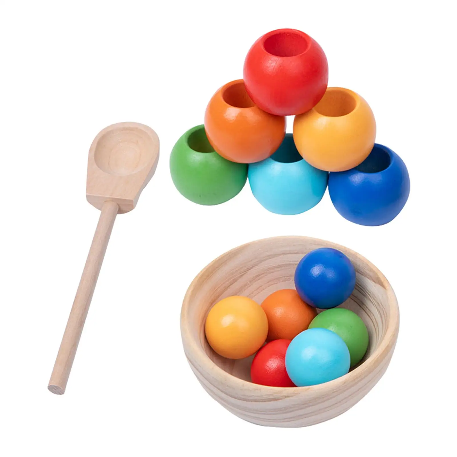 Wooden Rainbow Stacking Sorting Toys Montessori Toys Stacking and Building Toy for Kids Preschool Toy Learning Activity