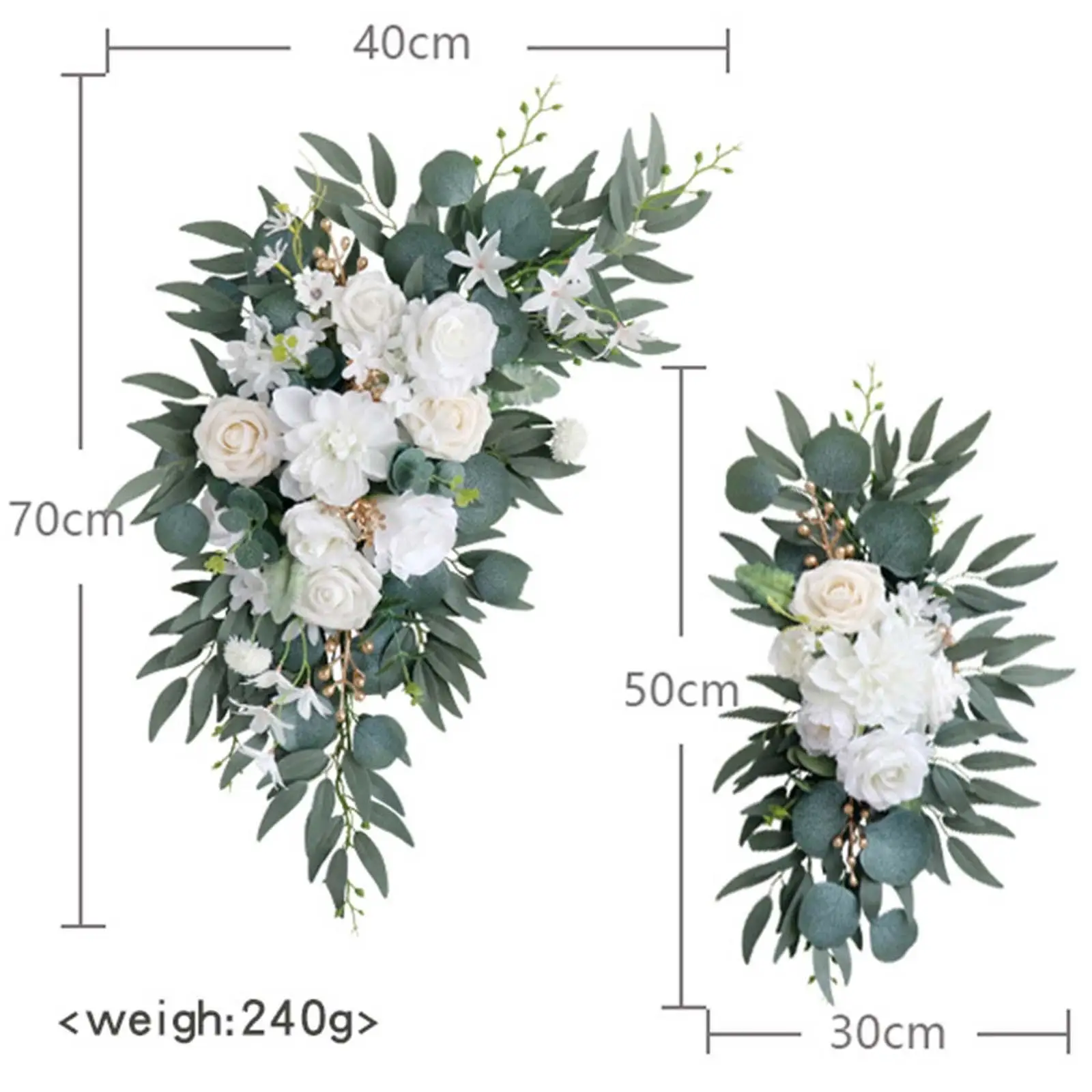 Wedding Arch Flowers Handmade Farmhouse Artificial Flower Swag Decorative for Drapes Table Parties Wedding Car Front Door