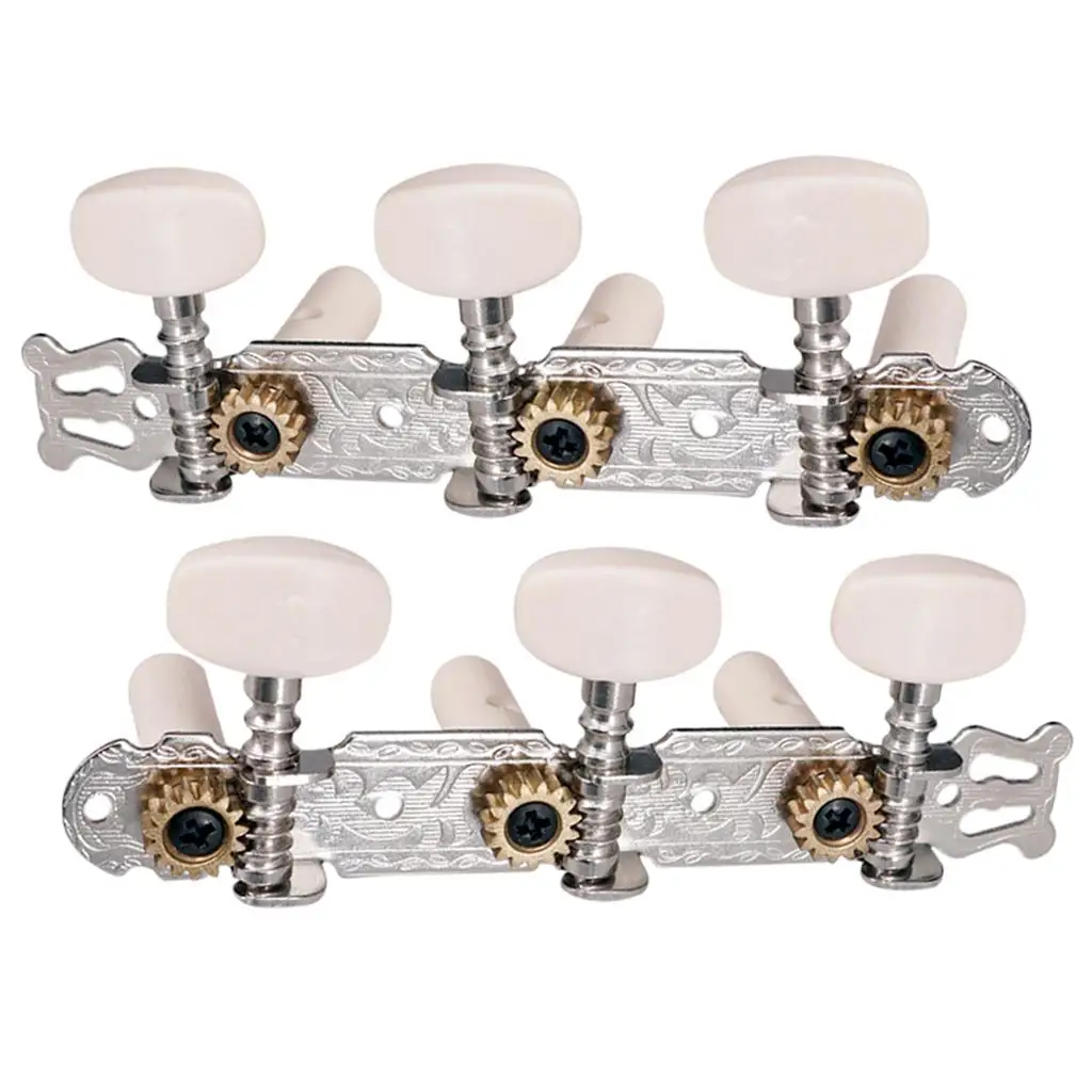2pcs 3R3L Classical Guitar String Tuning Pegs Keys Tuners With White Button Durable Guitar Tuning Peg Accessories