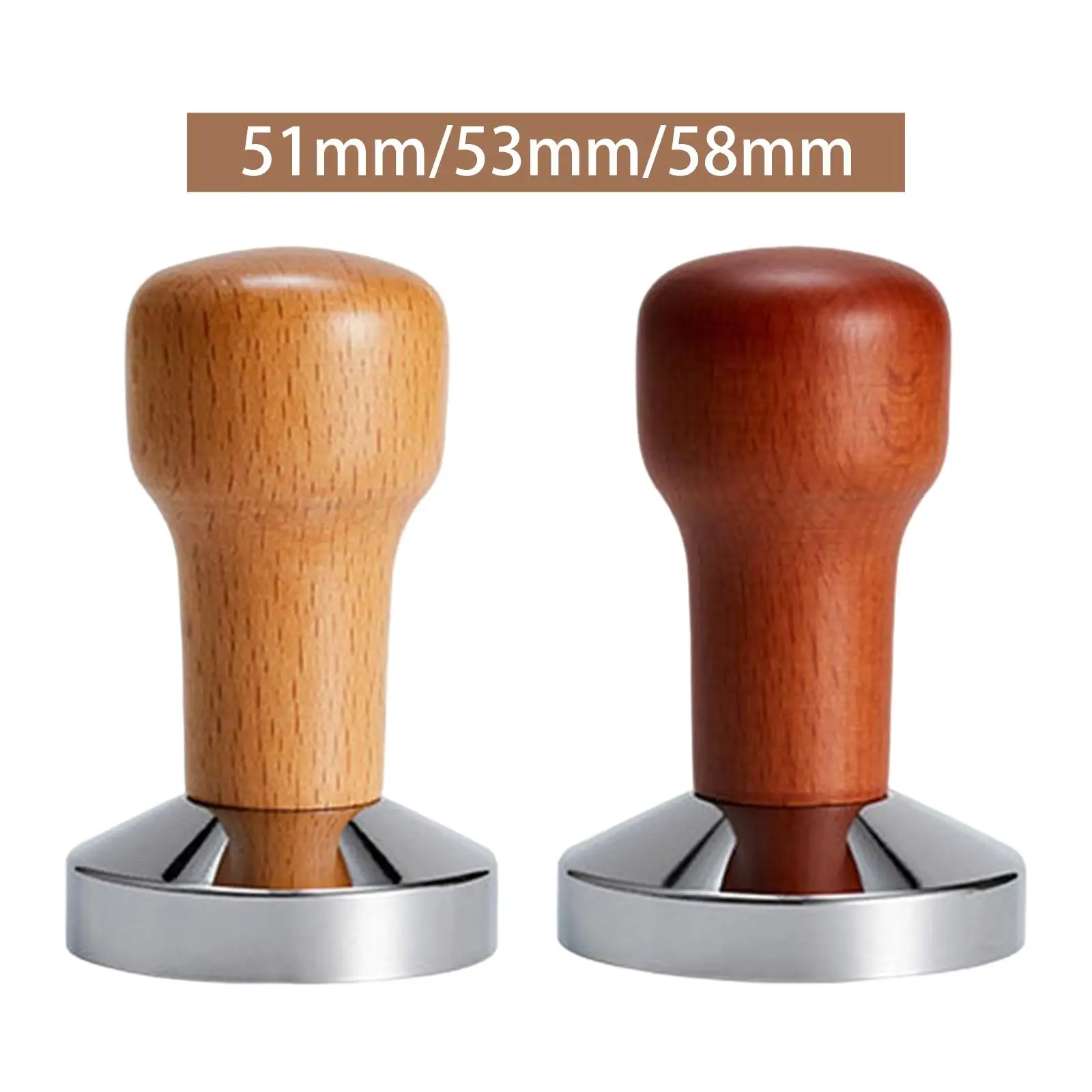 51/53/58mm coffee tamper, coffee grounds press wooden handle, loosely