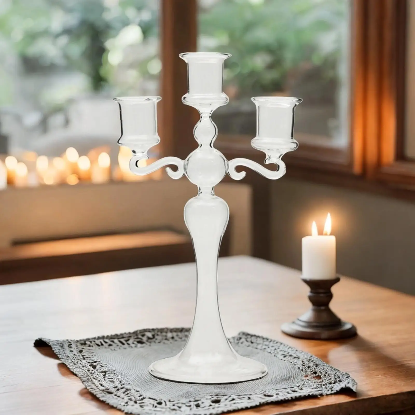 Taper Candle Holder Candlelight Holder Home Decors Glass Candlestick for Birthday Party Farmhouse Dining Room Housewarming