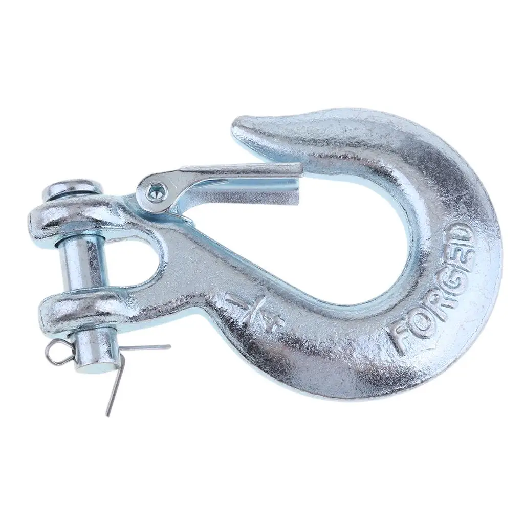 1/4 inch Clevis Slip Hook with Safety Latch - Heavy Duty Grade Stainless Steel Towing Winch Cable Hooks  fot ATV Trailer Boat