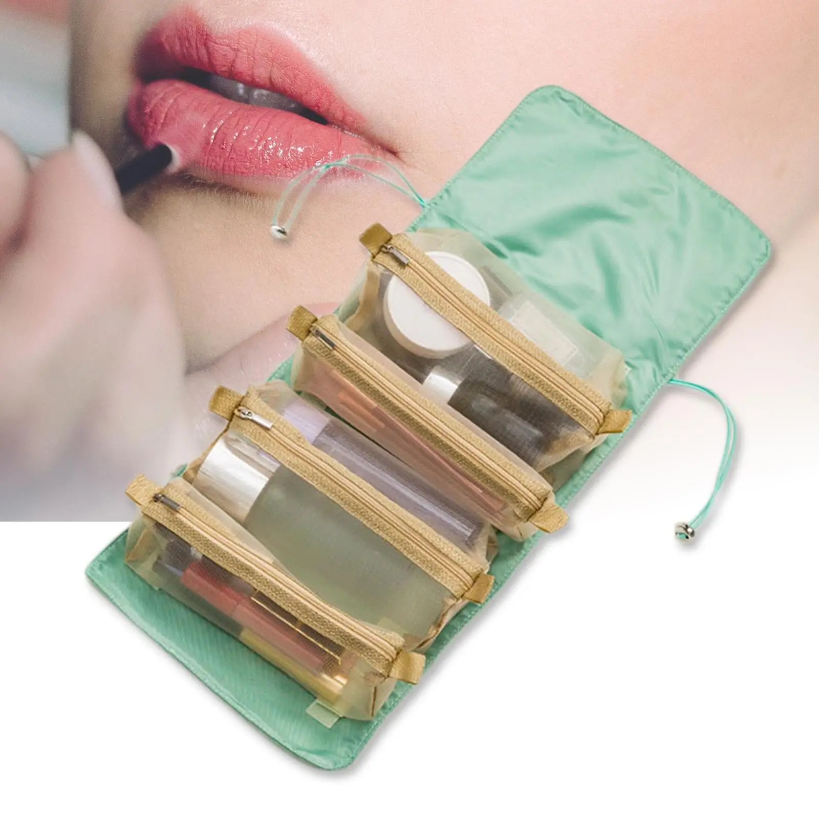 Makeup Cosmetic Bag Adjustable Tightness for Brushes Set Bathroom