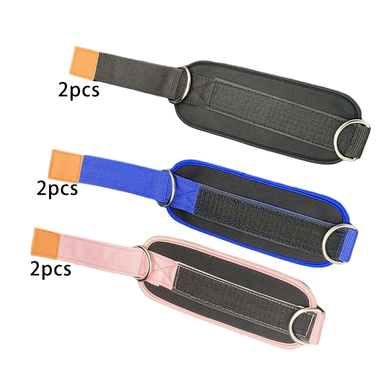 2Pcs Ankle Straps Ankle Cuffs with D Rings Adjustable PU Support Cable Machine Attachments for Glute Workouts Kickbacks Curls 
