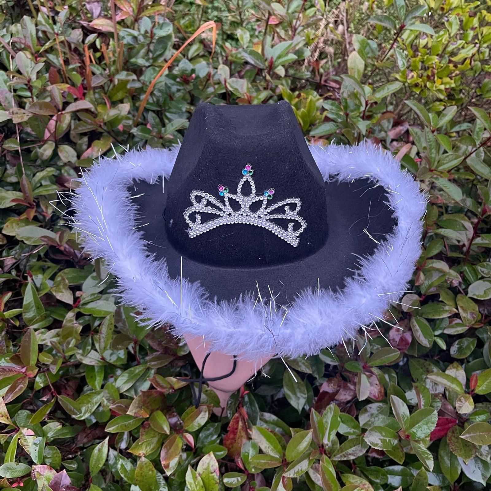 Cowboy Hat Wide Brim with Tiara Crown 