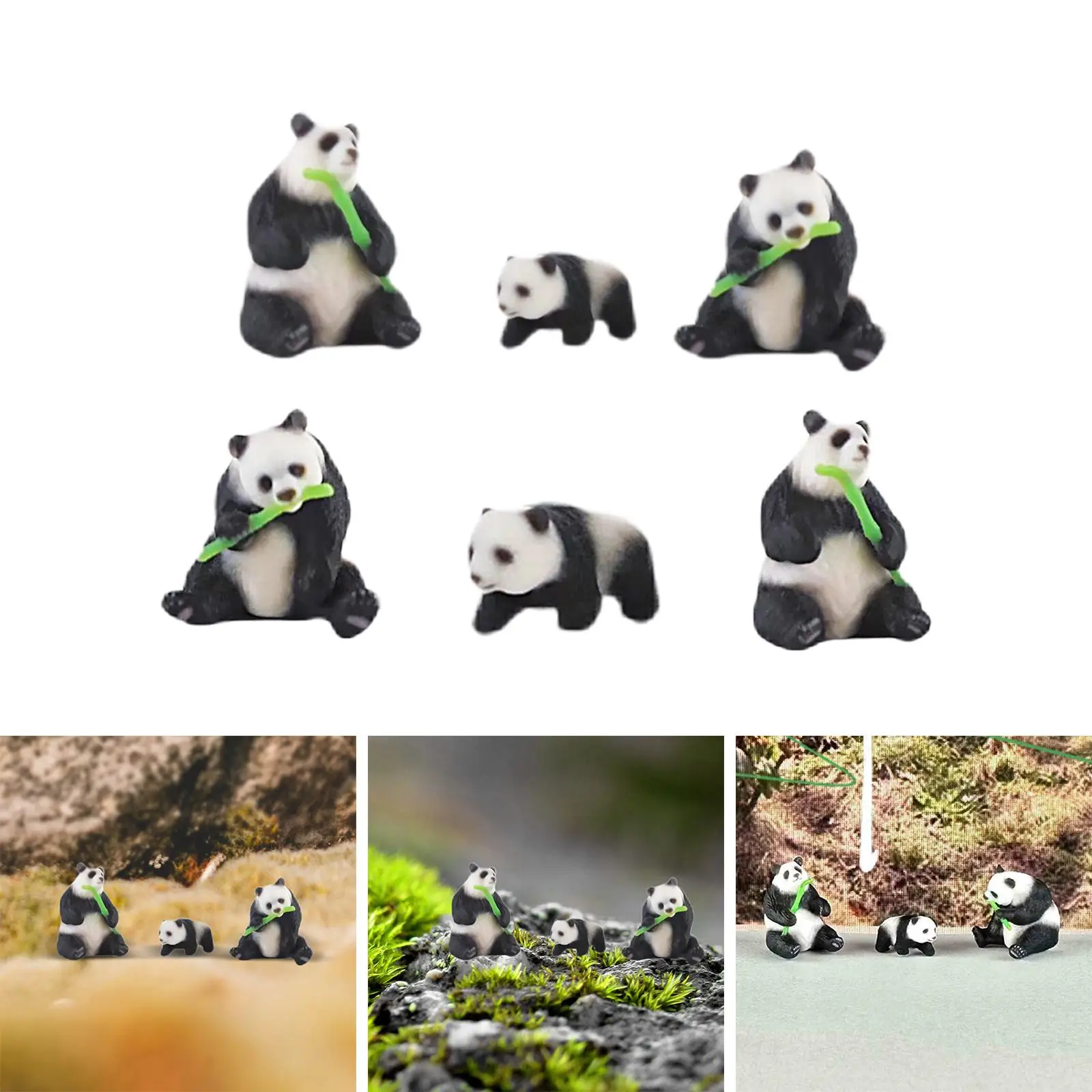 Miniature Resin Pandas 1:64 Scale Party Micro Landscapes Adorable DIY Crafts Handpainted Dollhouse Cake Toppers Decor Collection