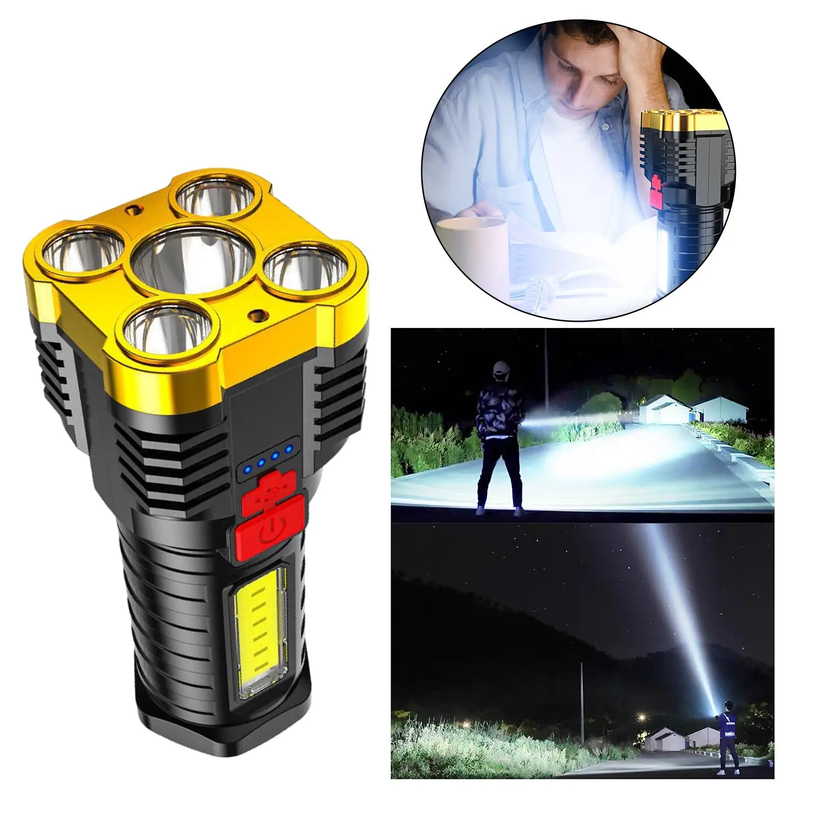Led Rechargeable Flashlight Five Core Strong Light Long-range -bright Outdoor Lamp Portable Searchlight