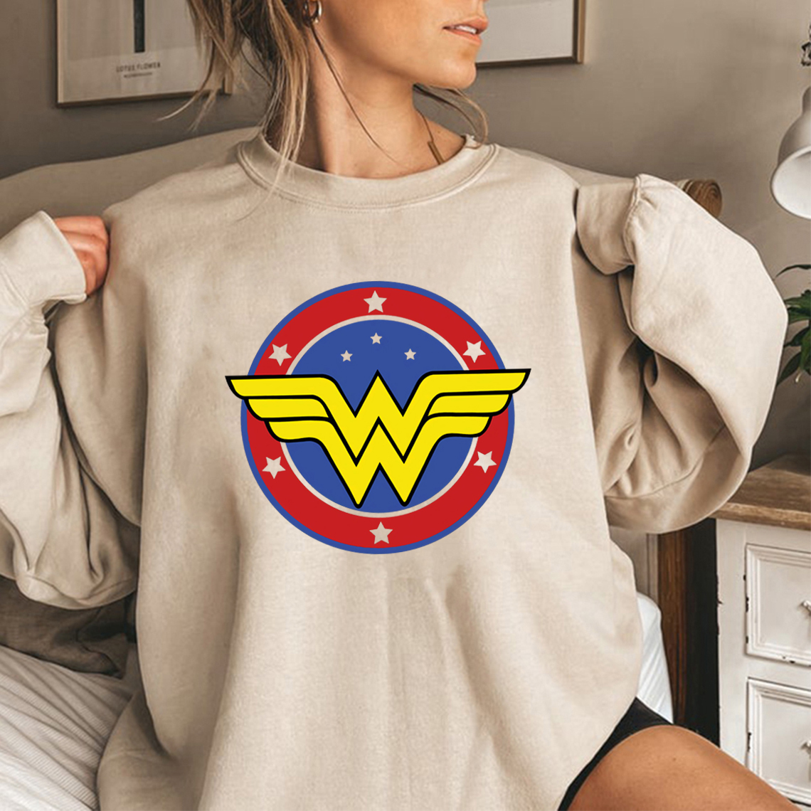 Wonder Crewneck camisola das mulheres, pulôver feminino,