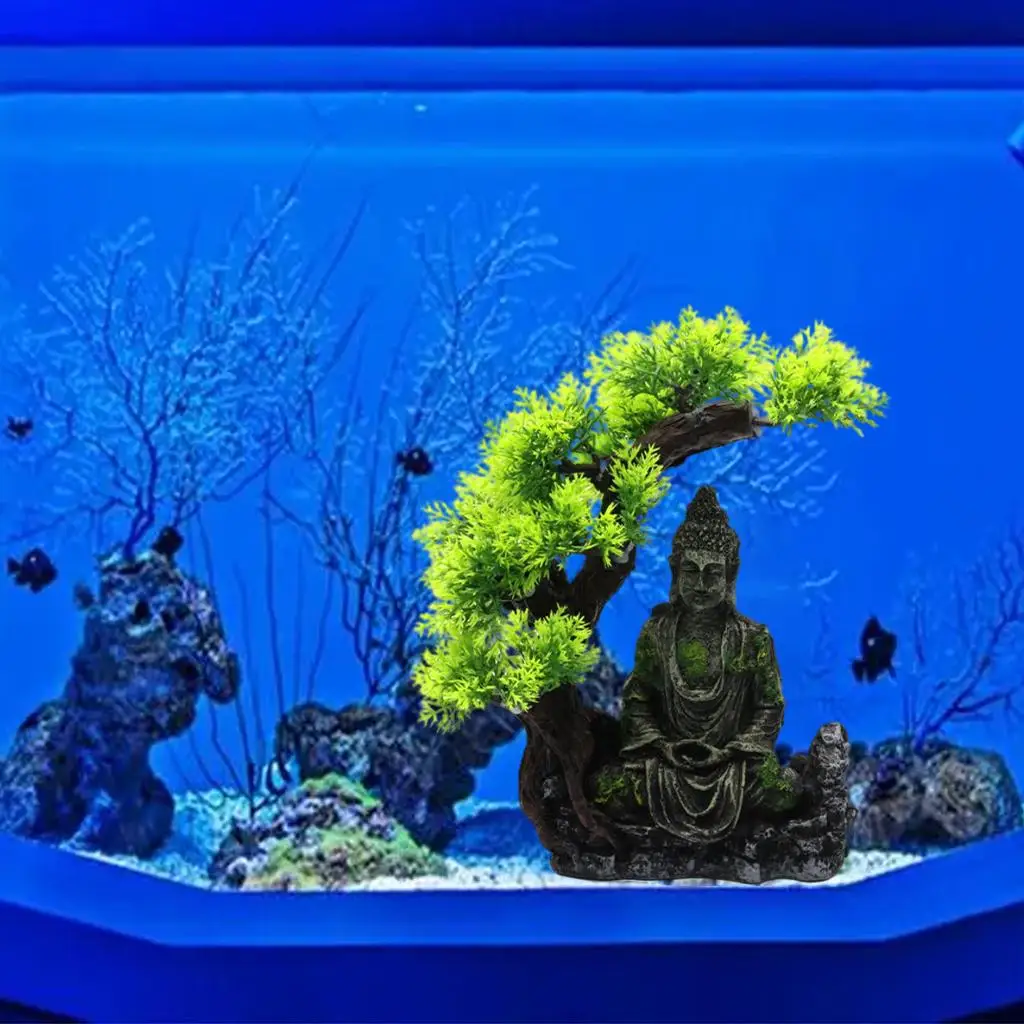 Aquarium Decoration Resin Buddha Landscape Fish Tank Ornament Hideout 