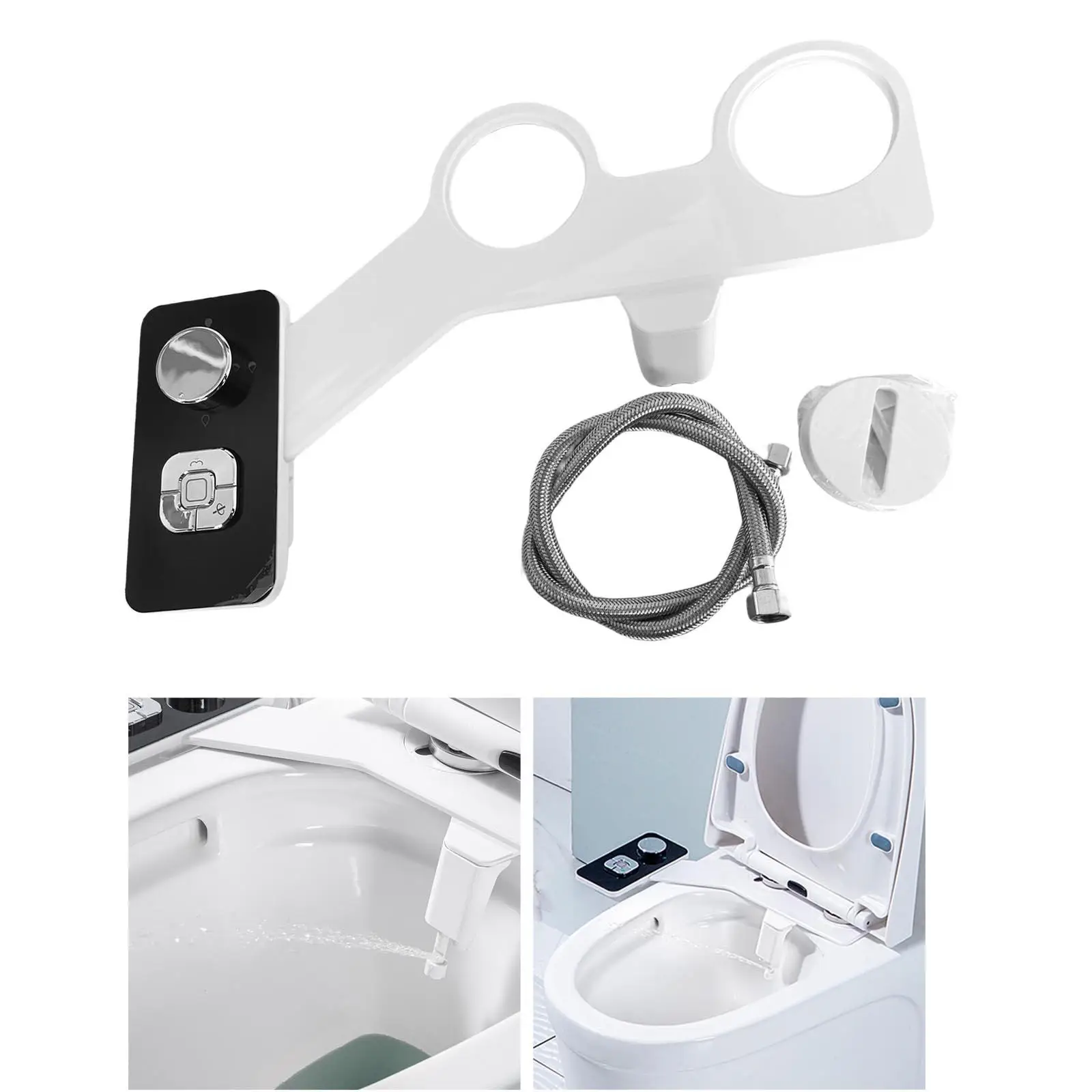 Bidet Toilet Seat Attachment Adjustable Water Pressure Wash for Bathroom