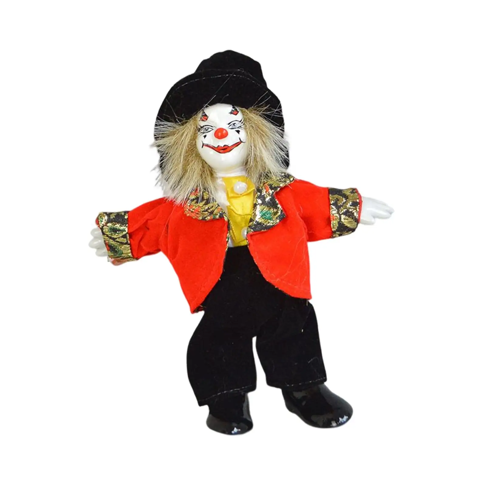18cm Tall Clown Doll Figure Figurine Toy Table Desk Decor Movable for Desktop Bedroom Holiday Carnival Birthday Gifts