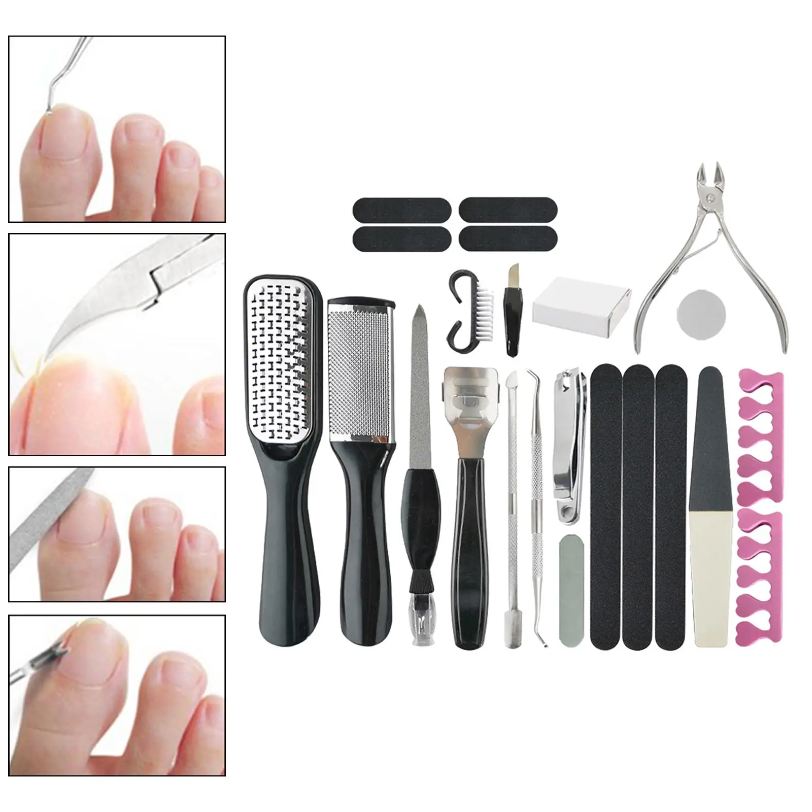 23Pcs Manicure Foot  Callus Remover  Tool for Cracked Rough  Salon Home for Men Women with Storage Case