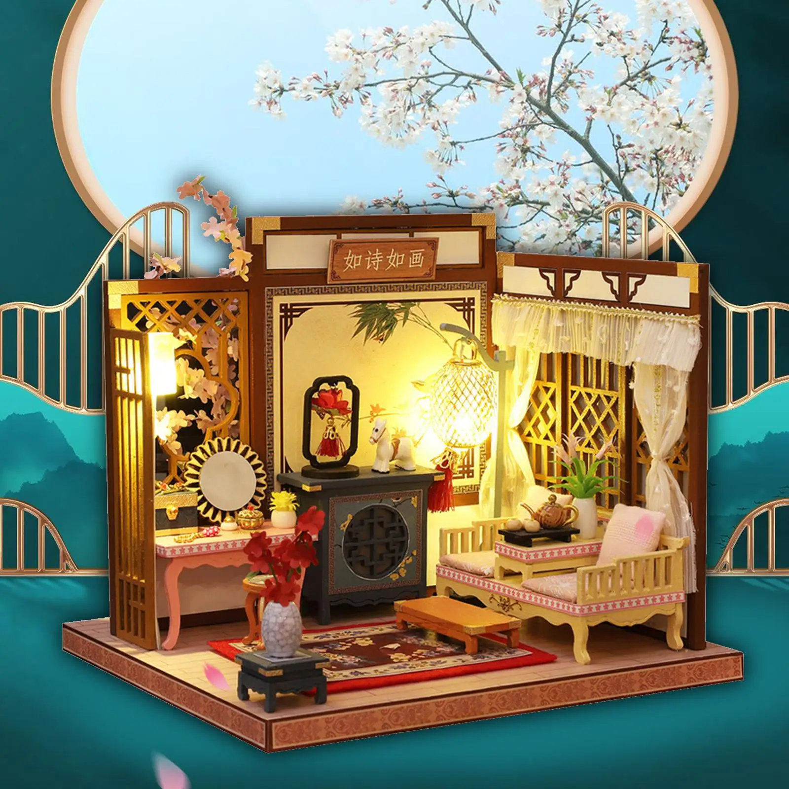 DIY Miniature Dollhouse with Accessories Creative Room Dollhouse Miniature DIY Mini House Kits for Children Kids Birthday Gifts