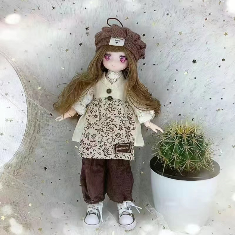 30cm Kawaii BJD Doll Girl 6 Points Joint Movable Doll with Fashion Clothes Soft Hair Dress Up Girl Toys Birthday Gift Doll New